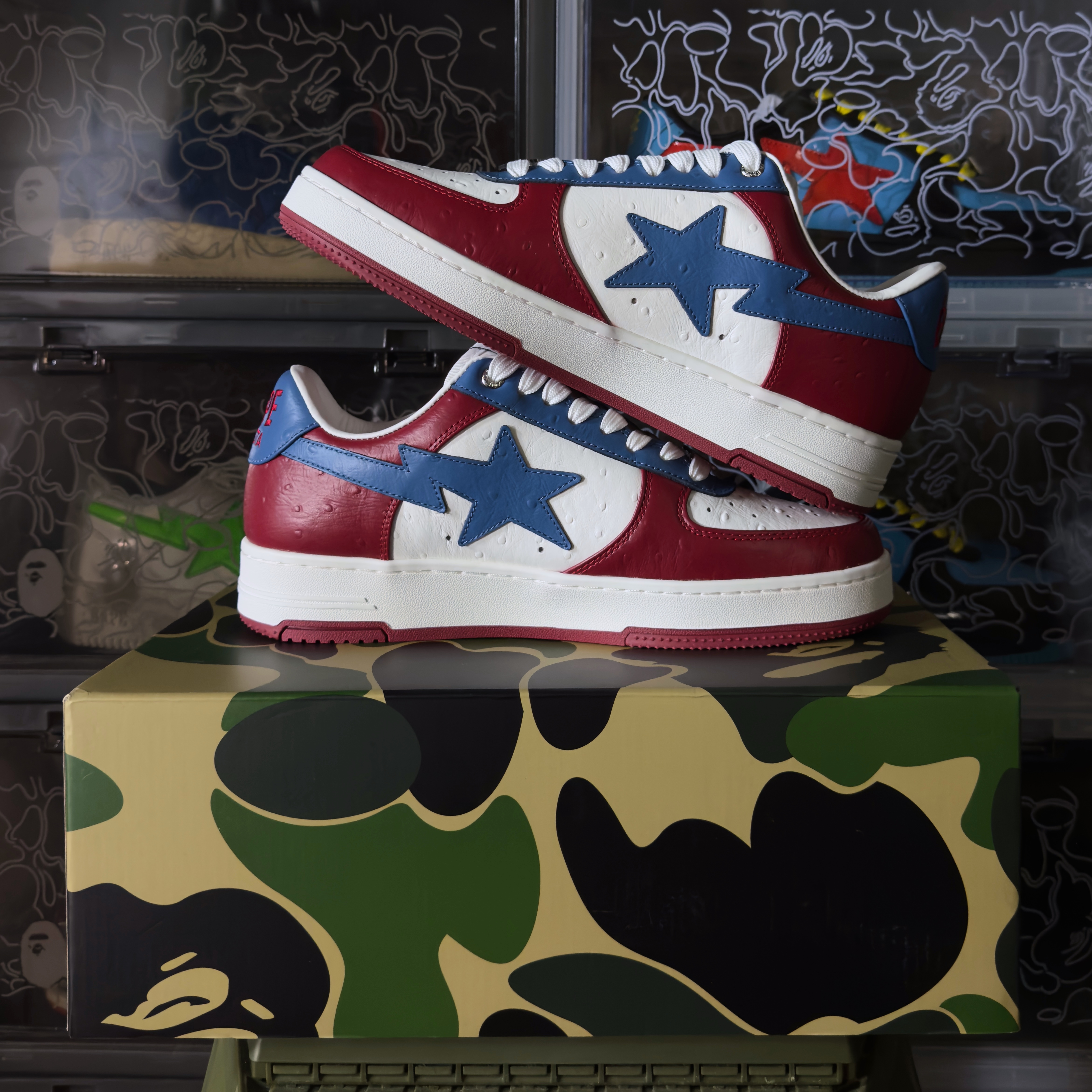 (44/45) A Bathing Ape Bapesta #3 Ostrich Red 2025