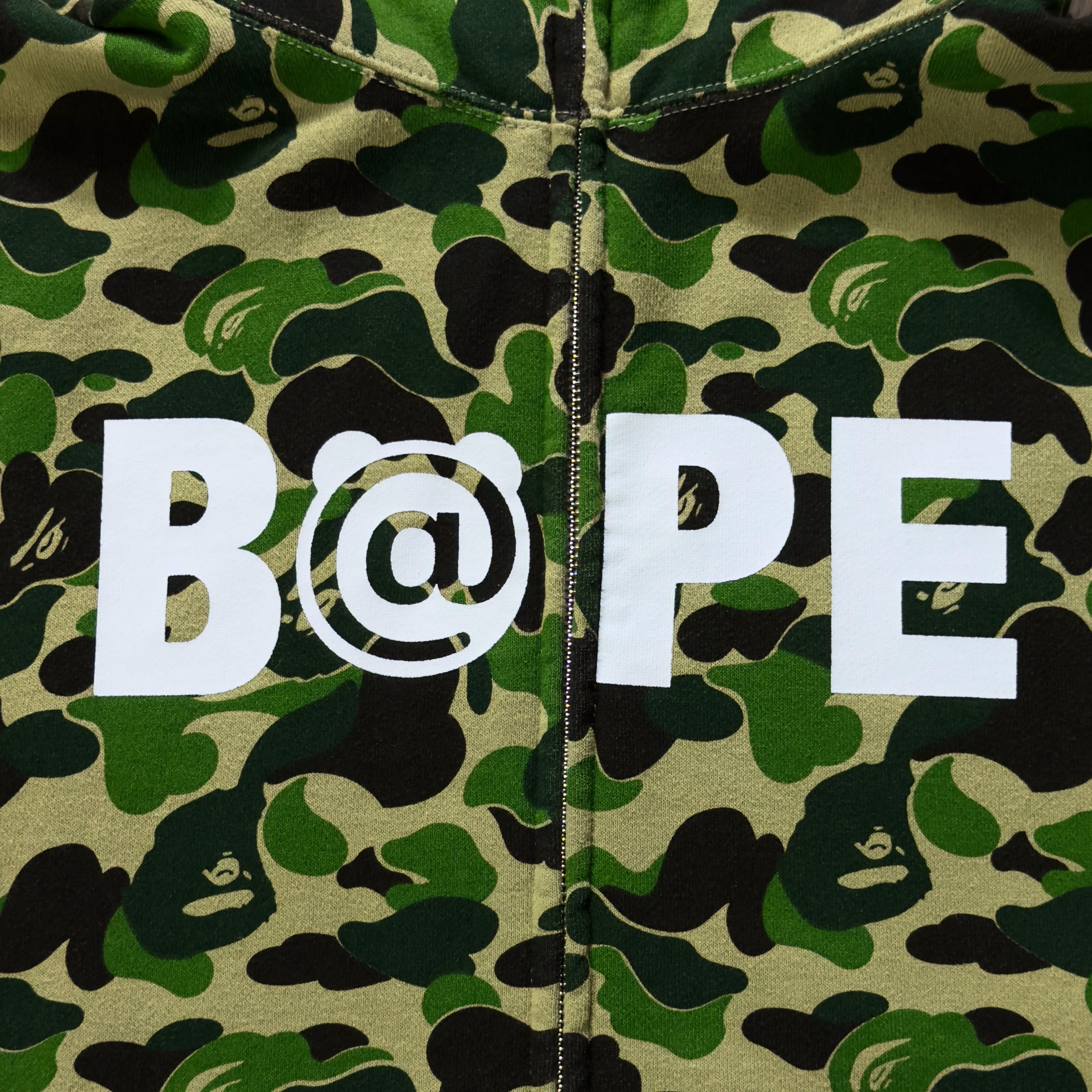 (XL) Bape x Medicom Toy Bear ABC Camo Full Zip Hoodie Green 2017