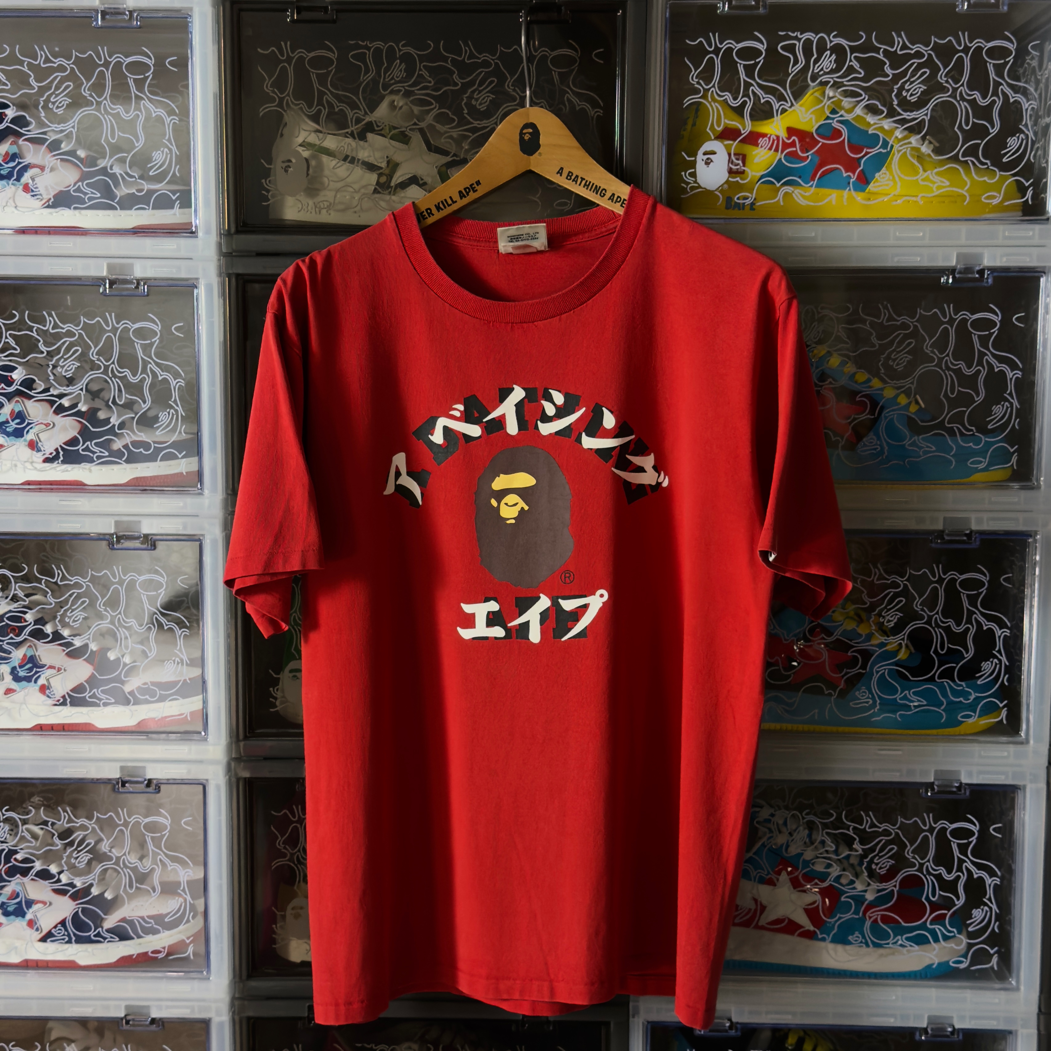 (L) Bape Katakana College Tee Red