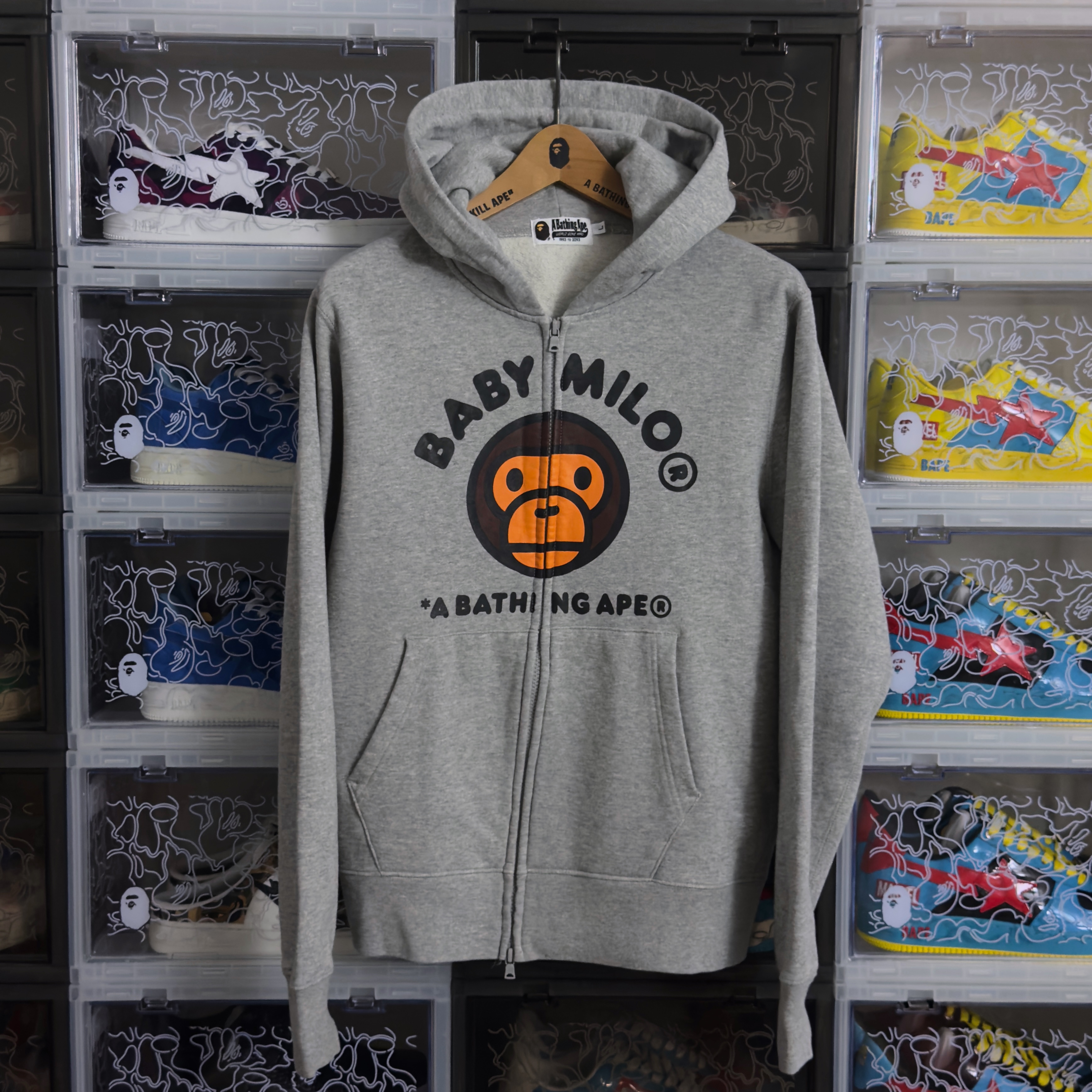 (M) Bape Baby Milo Zip Up Hoodie Grey