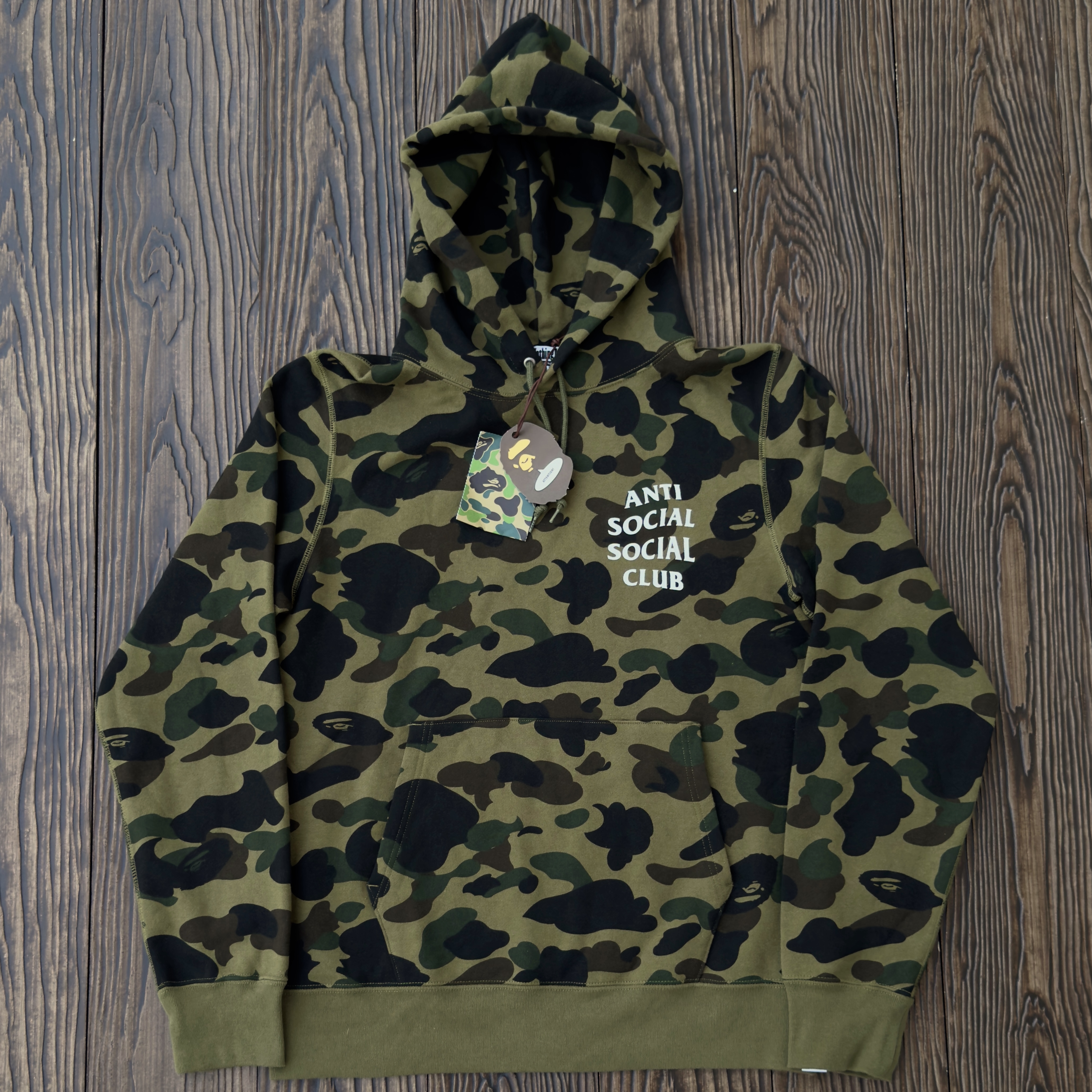 (L) Bape x ASSC 1st Camo Hoodie Green 2017