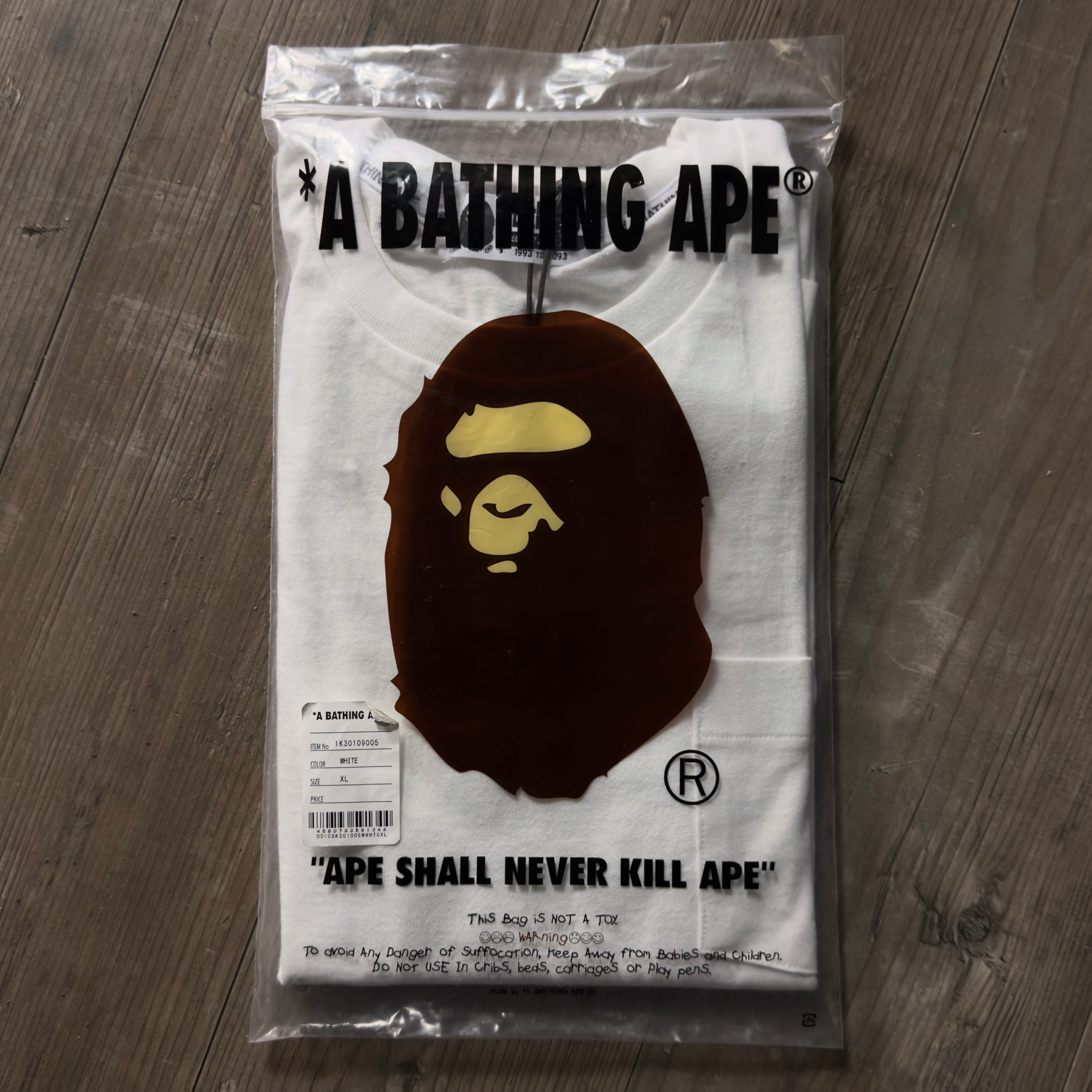 (XL) Bape Ape Head One Point Pocket Tee White