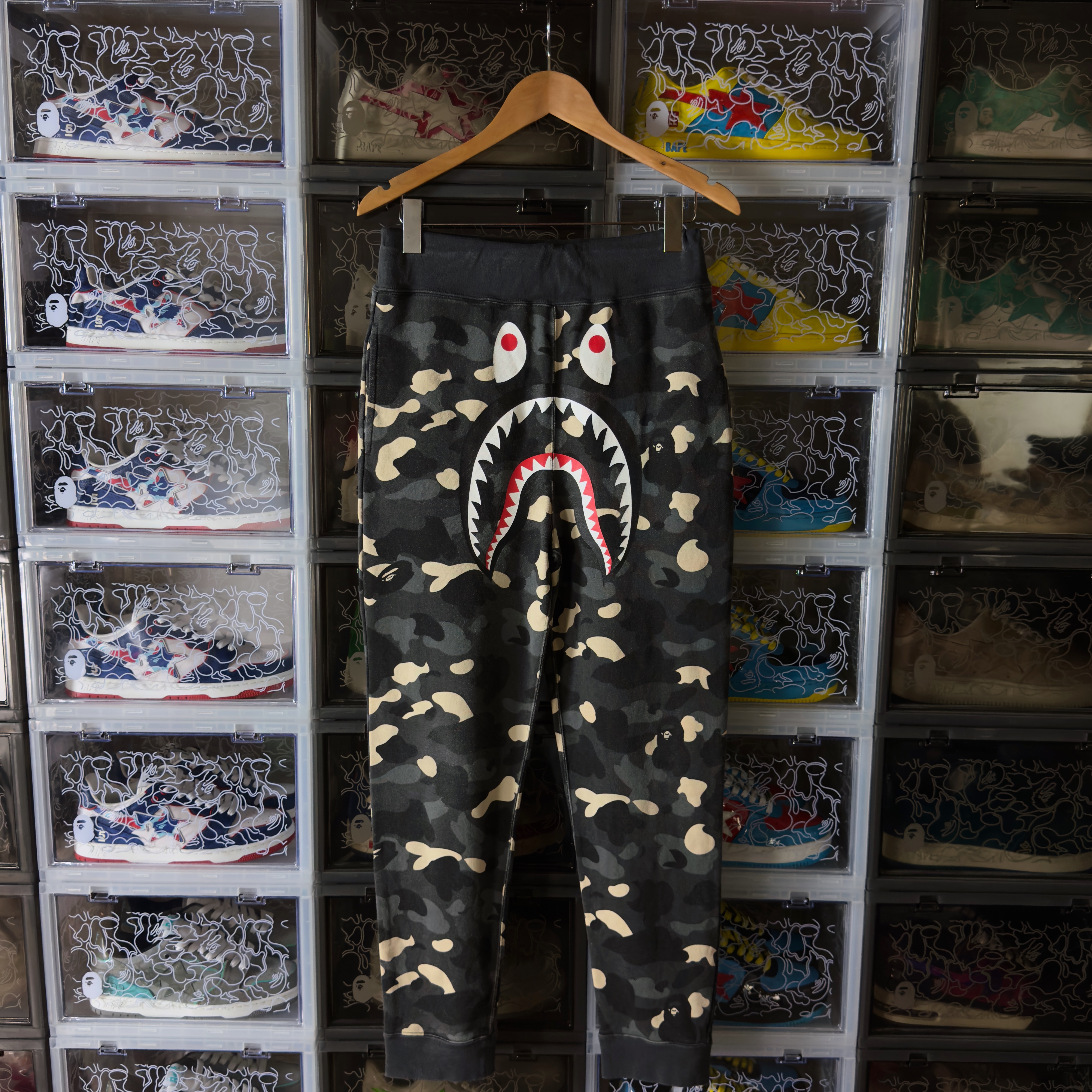 (S) Bape City Camo Shark Sweat Pants Black