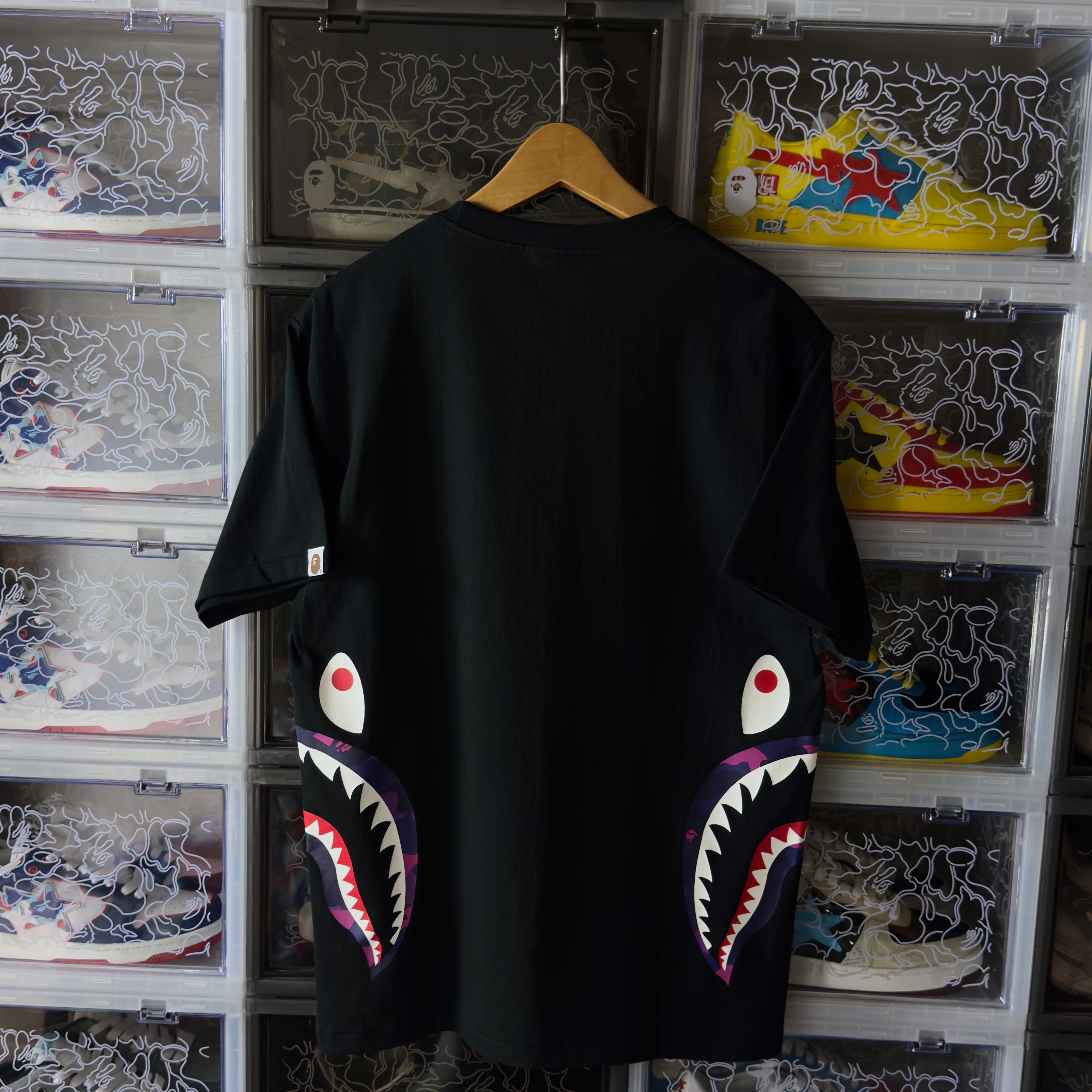 (M) Bape Color Camo Side Shark Tee Black/Purple