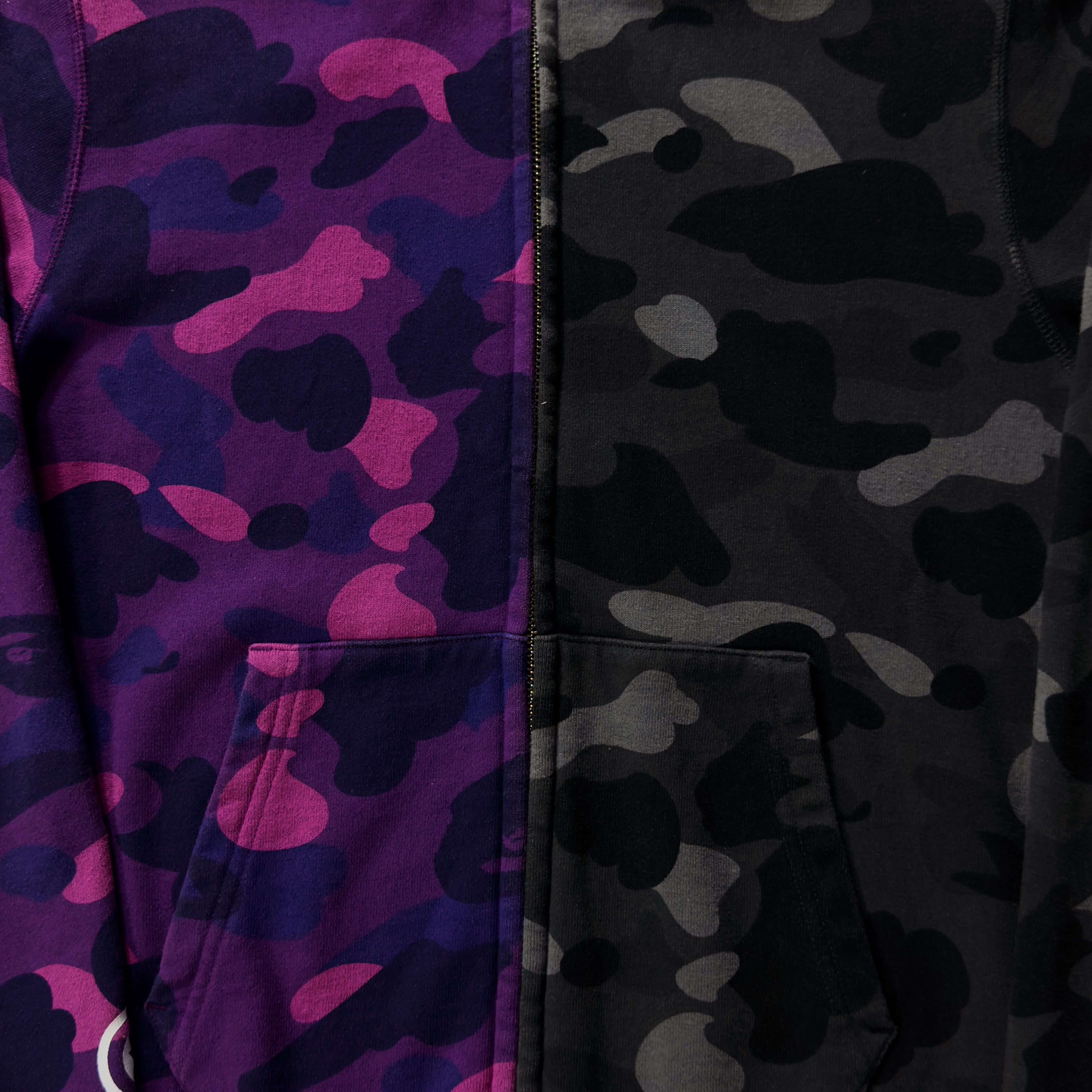 (S) Bape Color Camo Tiger Shark Full Zip Hoodie Purple 2021