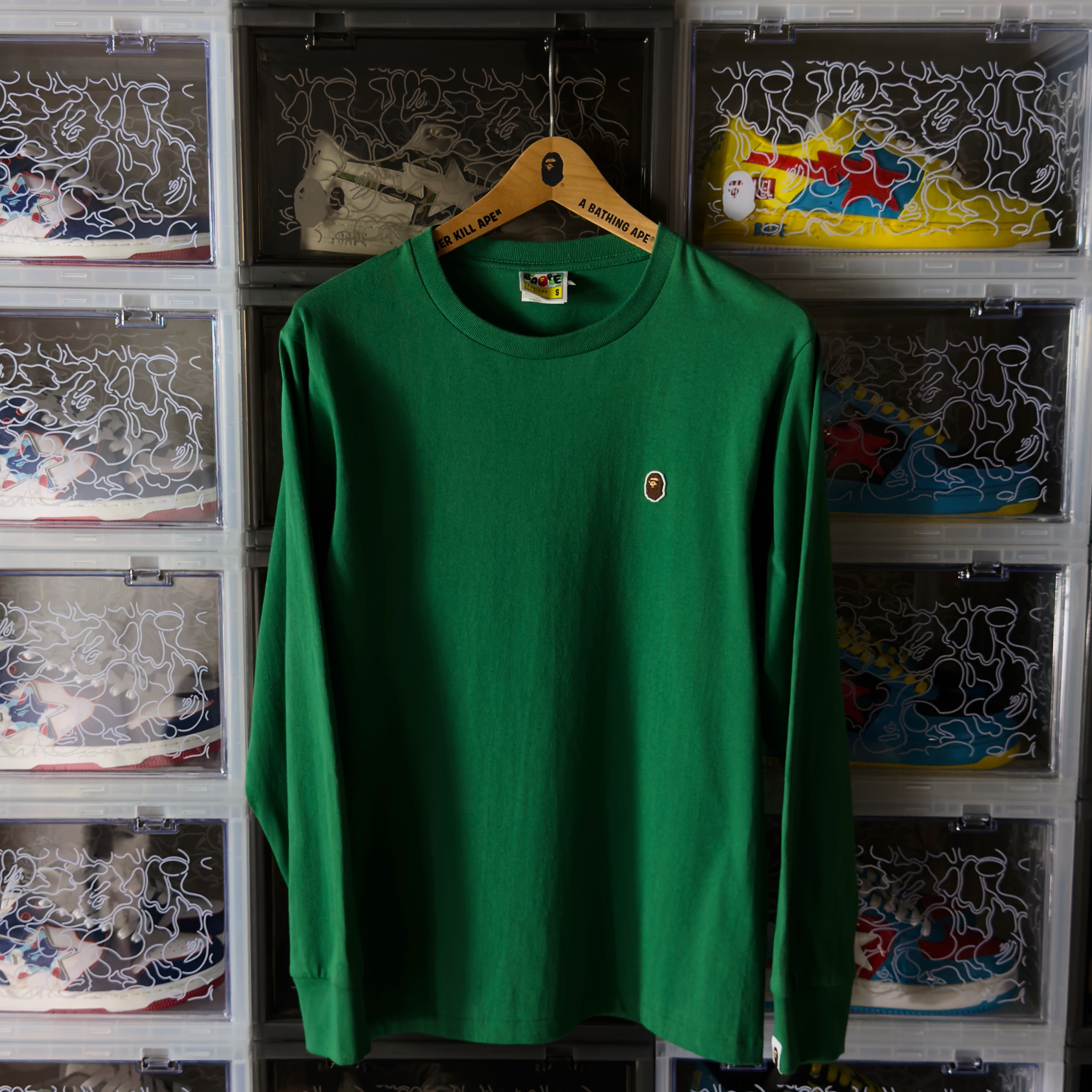 (S) Bape Ape Head One Point L/S Tee Green