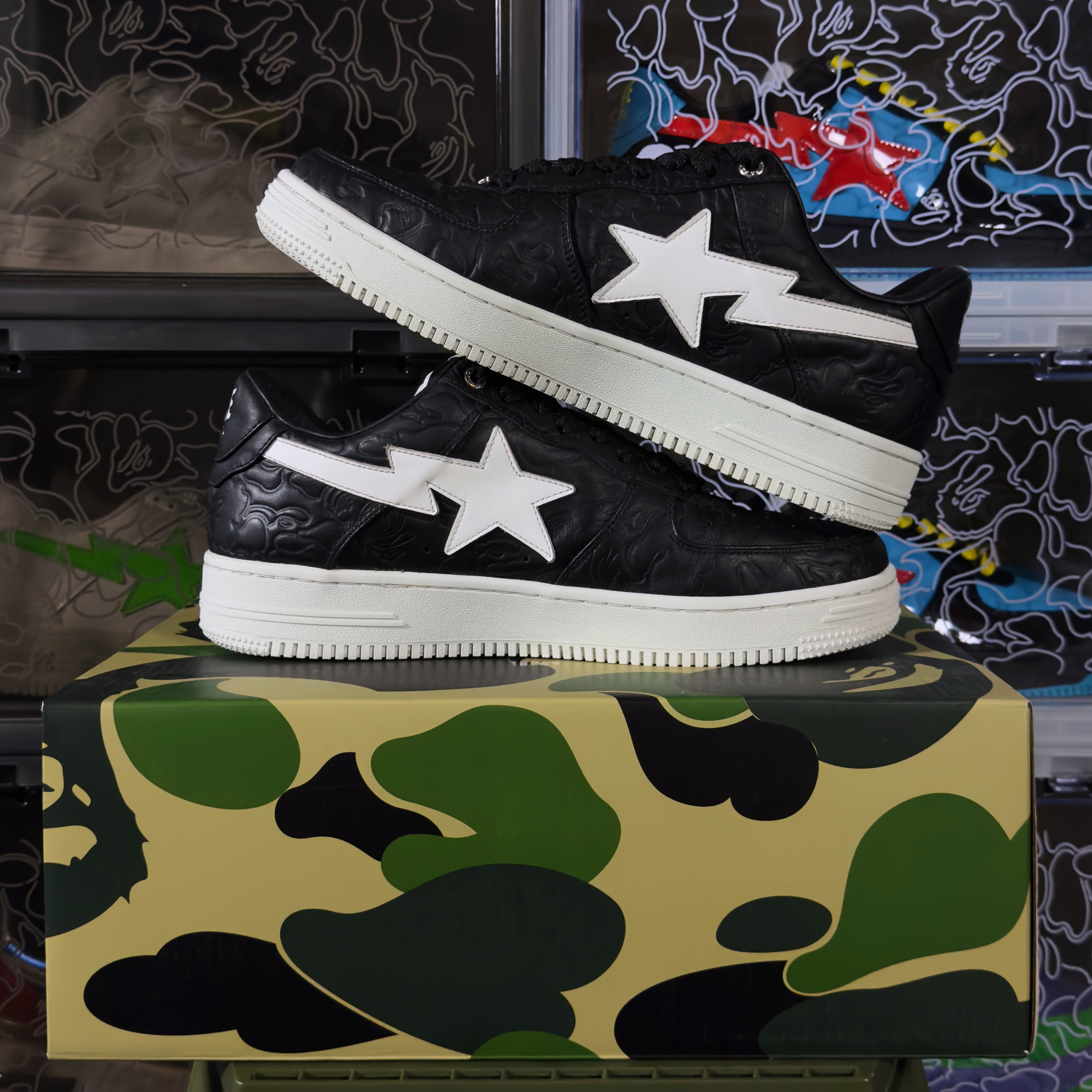 (44) A Bathing Ape Bapesta #3 Line Camo Black 2023
