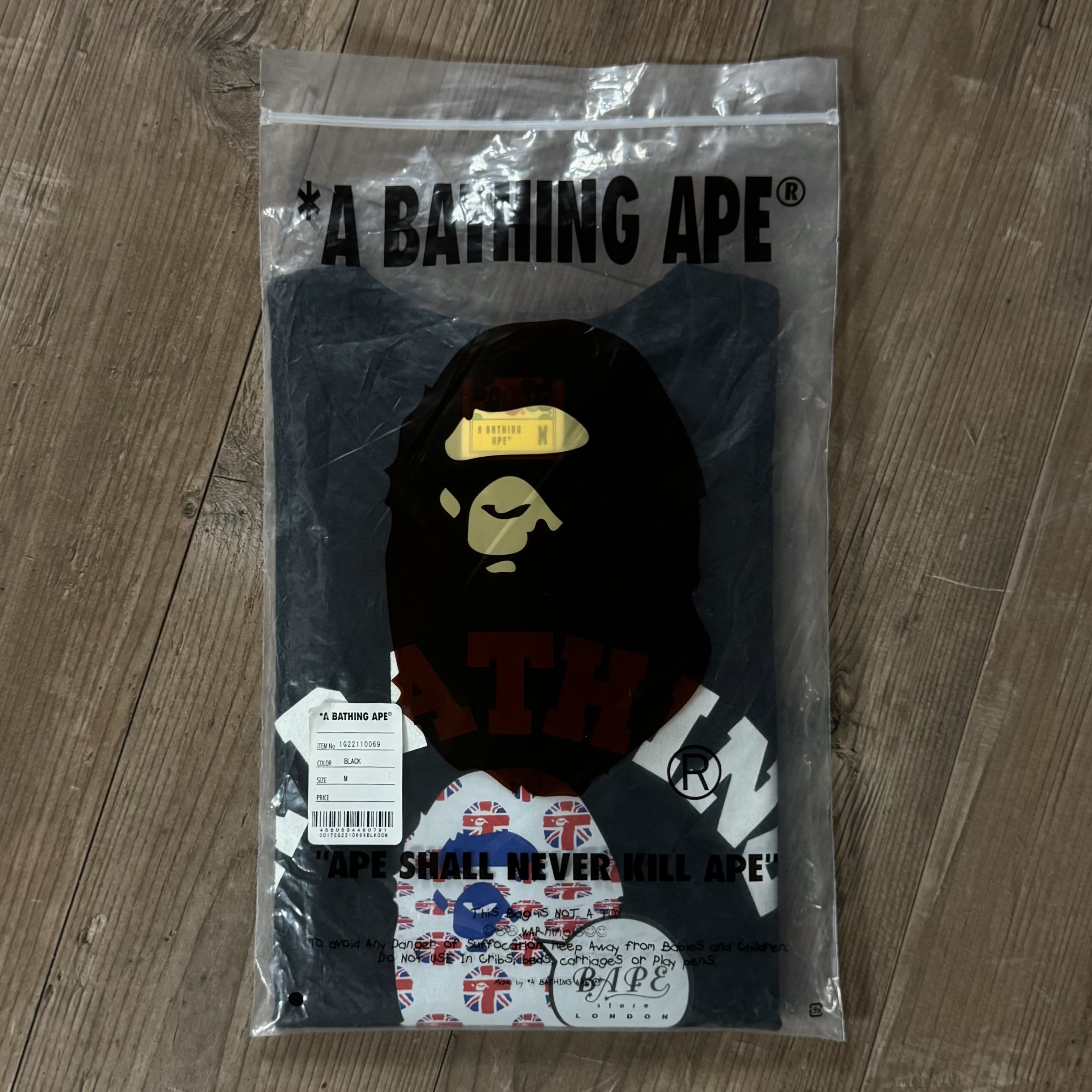 (M) Bape London Reflector Union Jack College Tee Black 2021