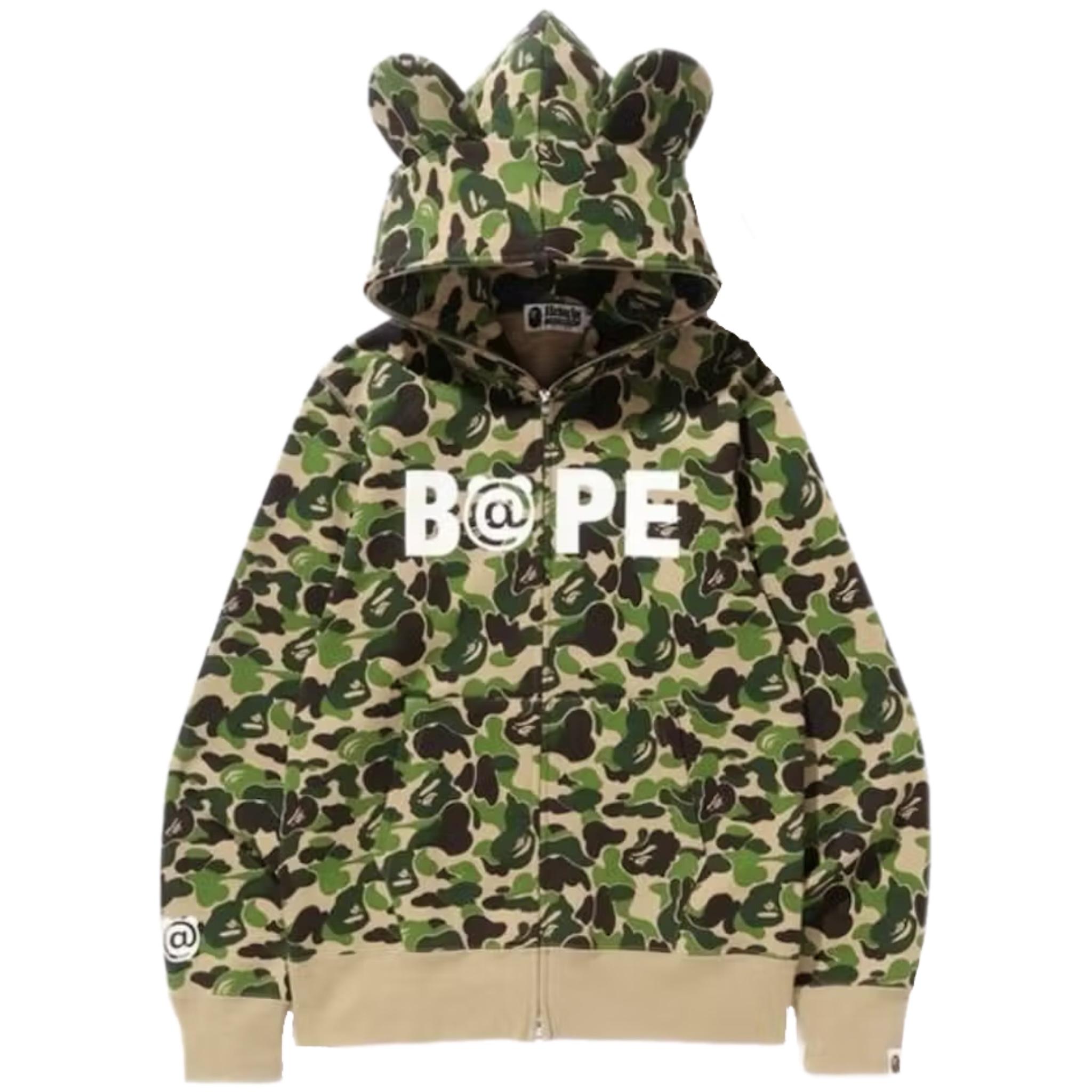 (XL) Bape x Medicom Toy Bear ABC Camo Full Zip Hoodie Green 2017