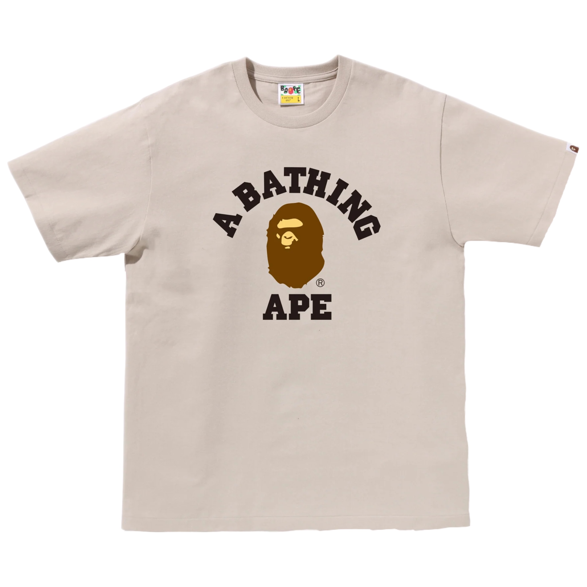 (L) Bape College Tee Beige