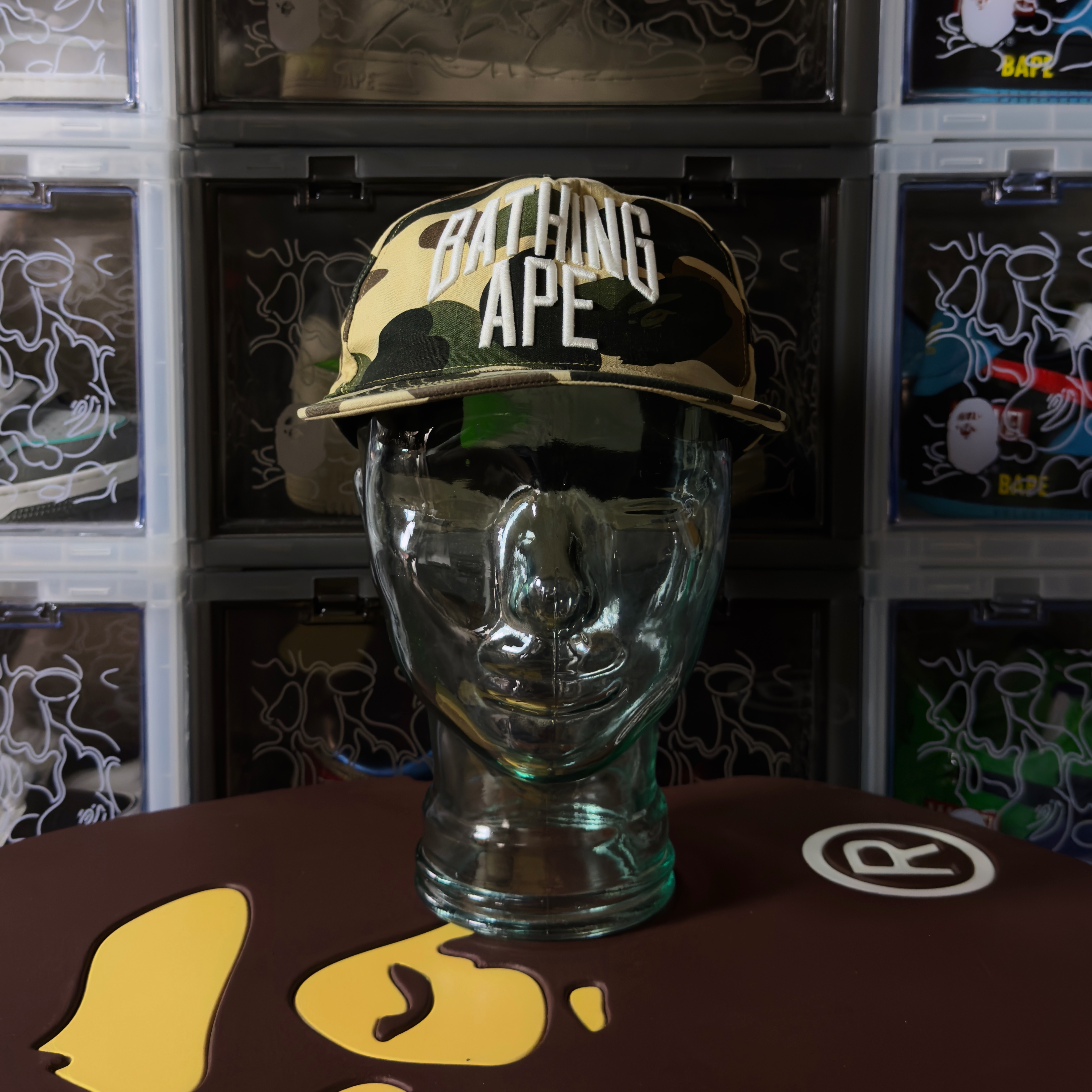 Bape 1st Camo NYC Logo Snapback Cap Yellow 2015
