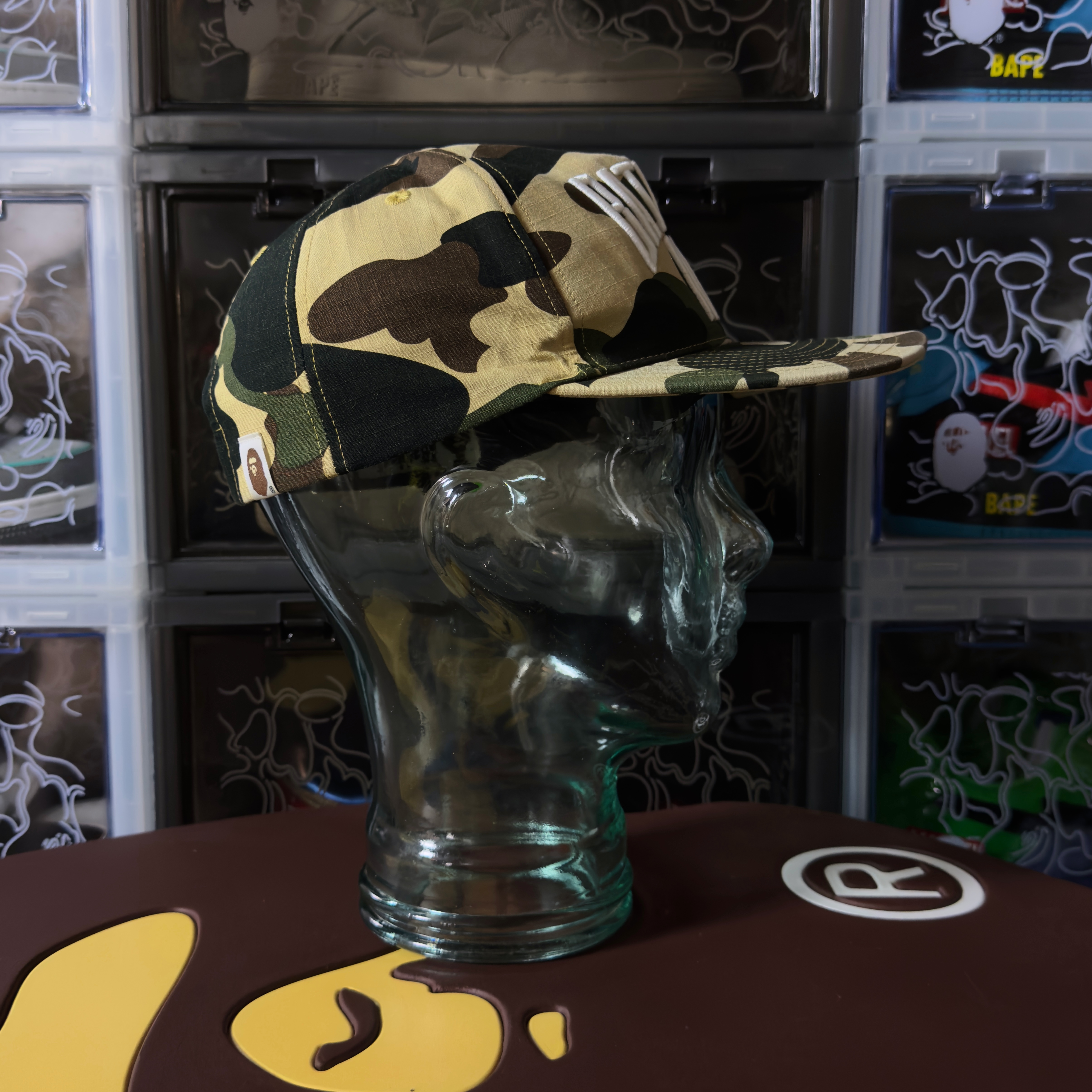 Bape 1st Camo NYC Logo Snapback Cap Yellow 2015
