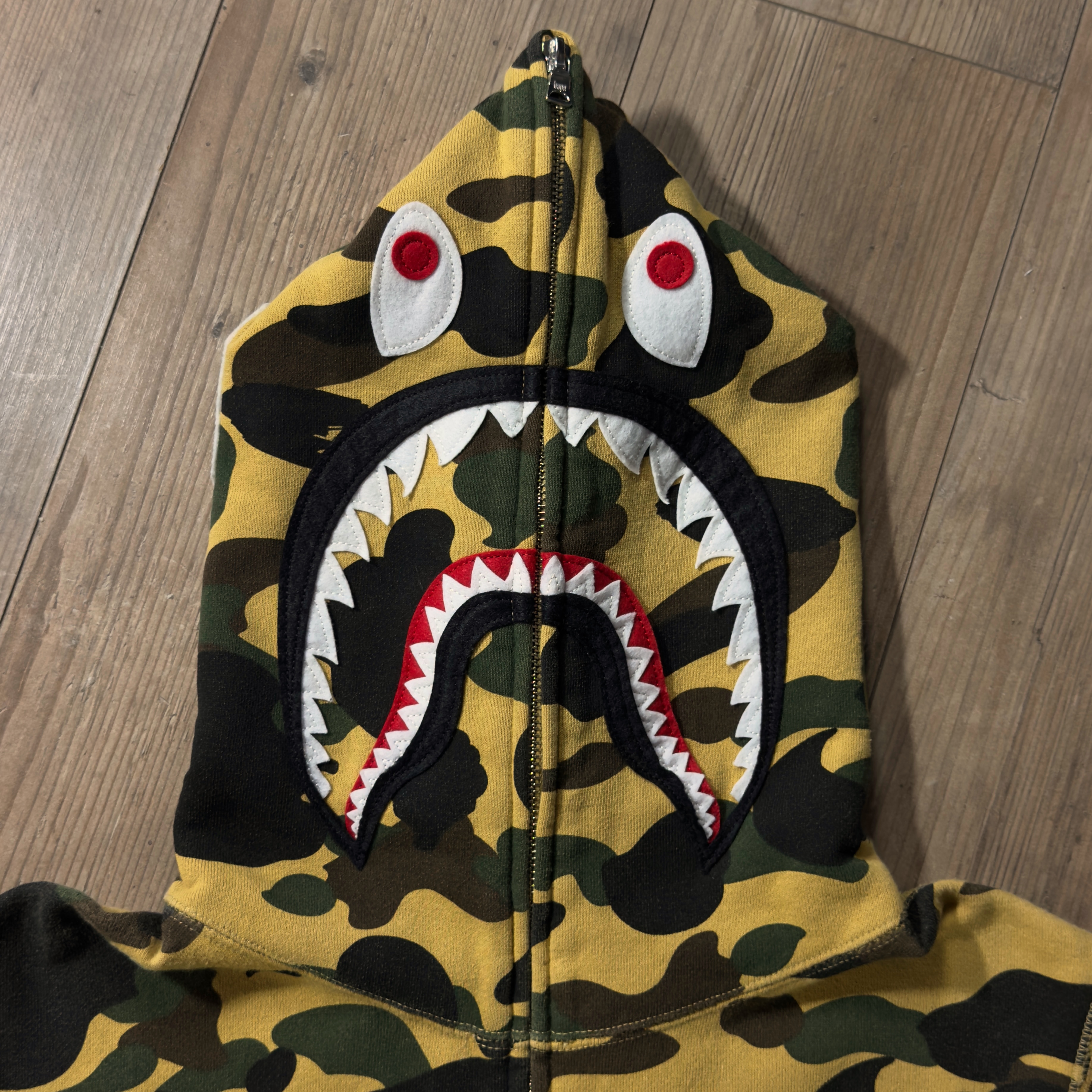 (M) Bape 1st Camo Shark Full Zip Hoodie Yellow