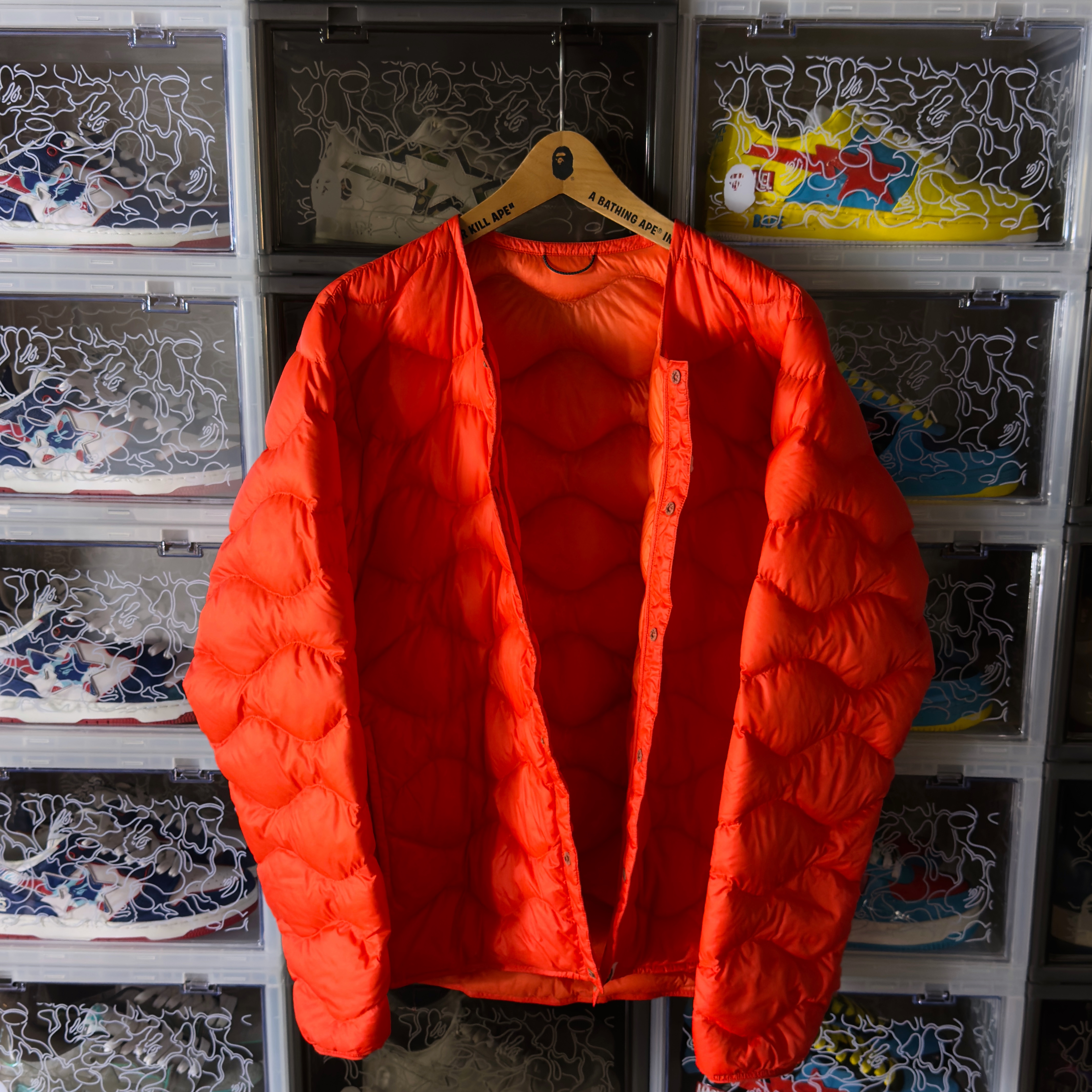(L) Bape Pocketable Light Down Jacket Orange 2018