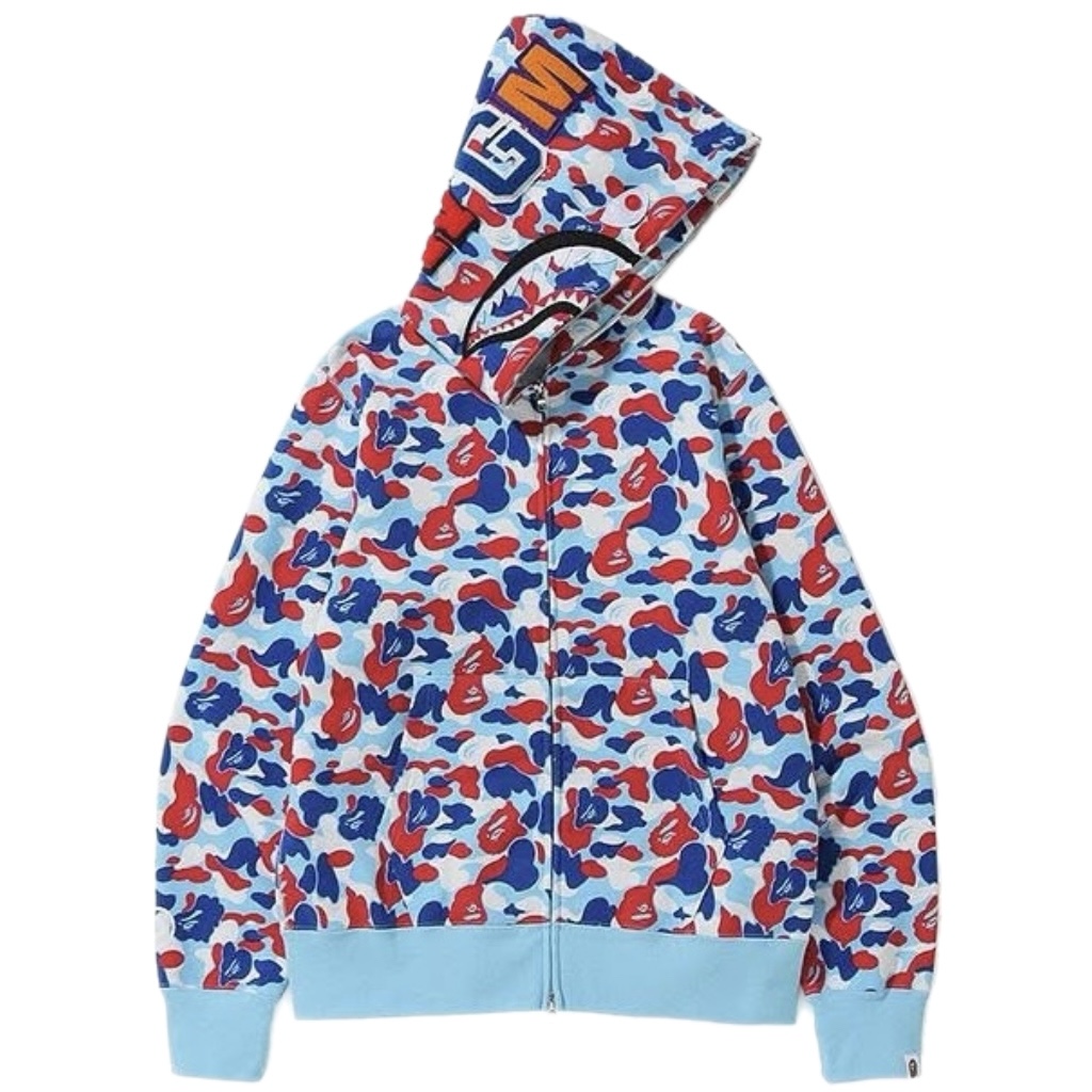 (XL) Bape Paris 4th Anniversary Shark Full Zip Hoodie Blue 2022