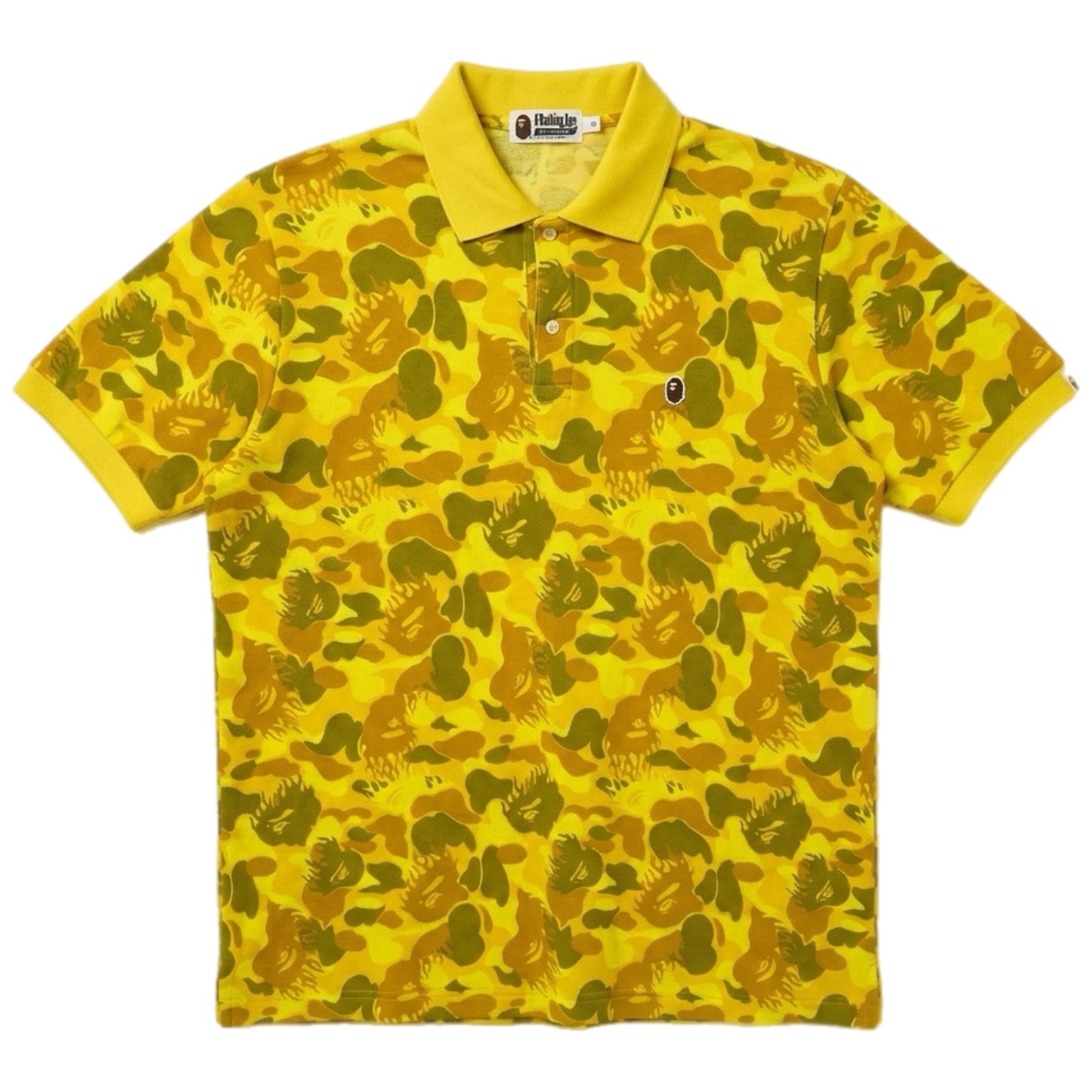 (L) Bape Fire Camo Polo Shirt Yellow