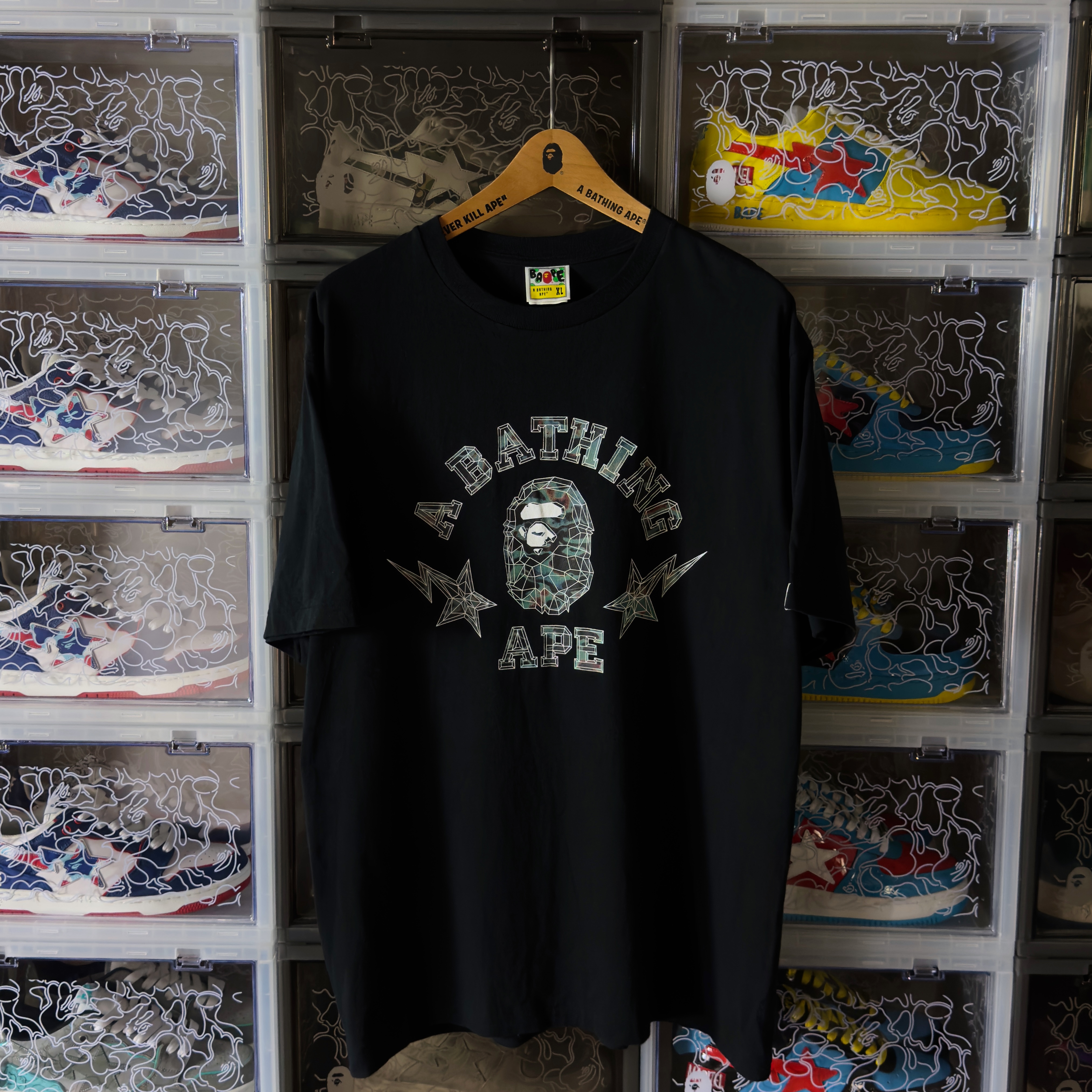 (XL) Bape Thermography Polygon College Tee Black 2023