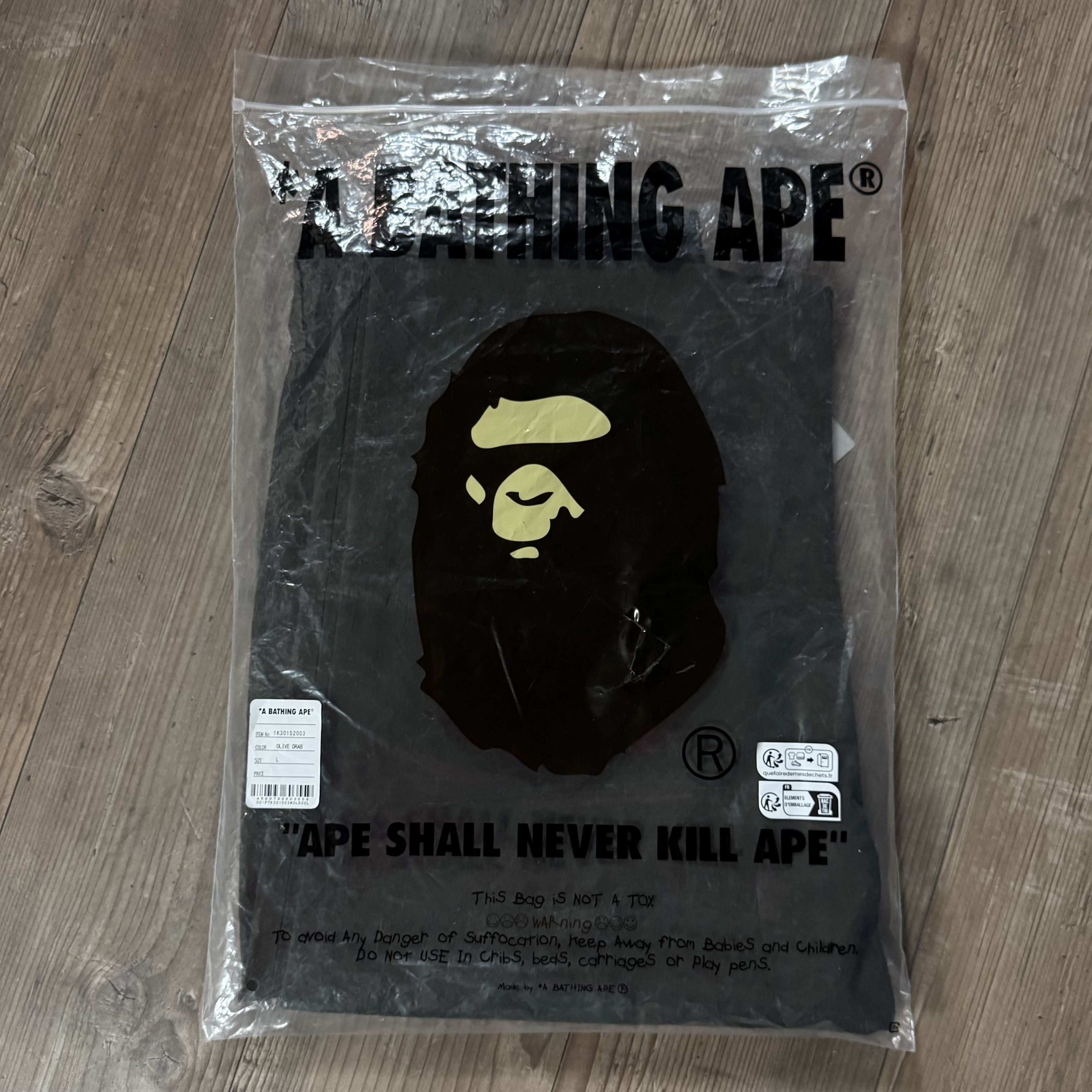 (L) Bape One Point Loose Fit Chino Pants Olive Drab