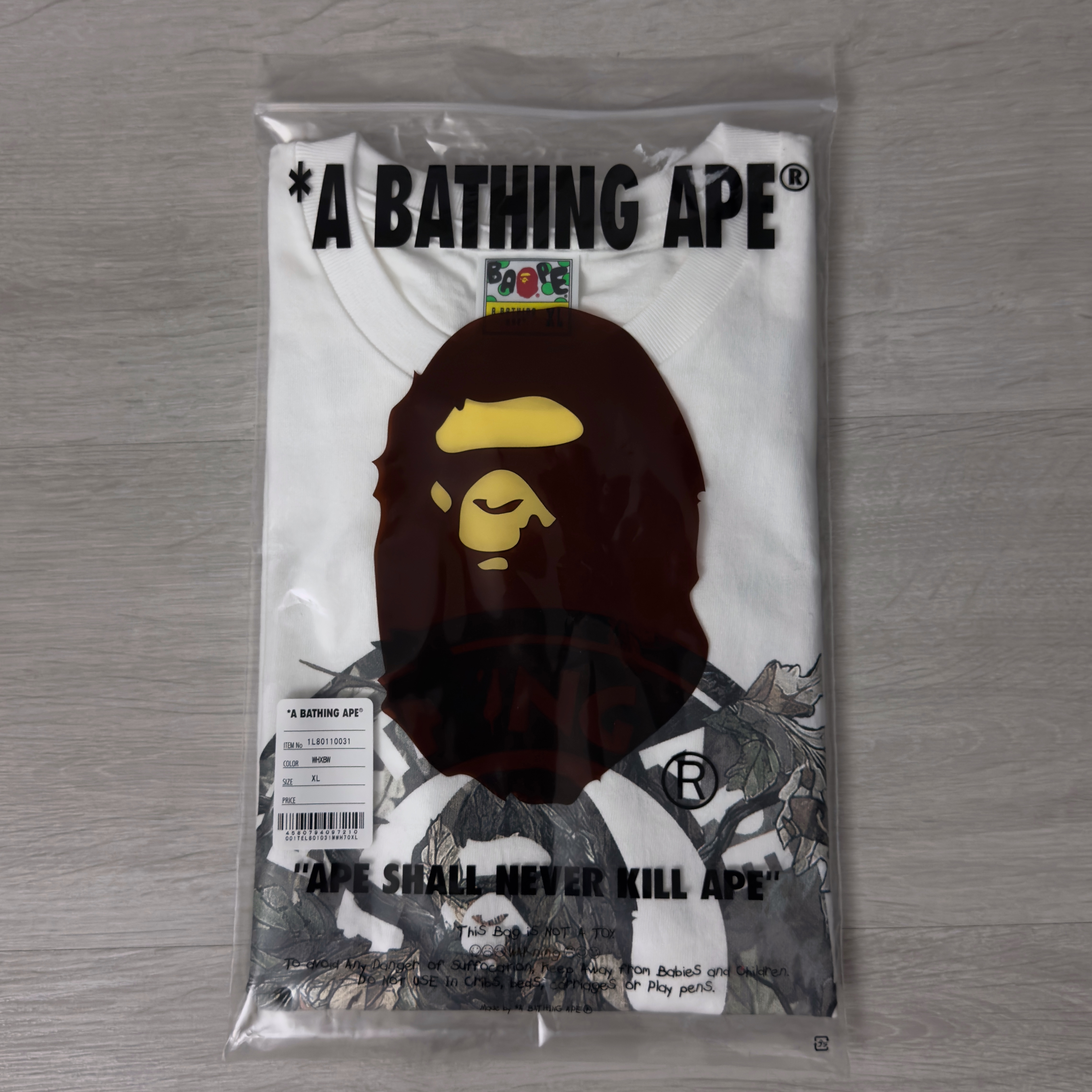 (XL/XXL) Bape Tree Edge Camo Busy Works Tee White/Brown 2025