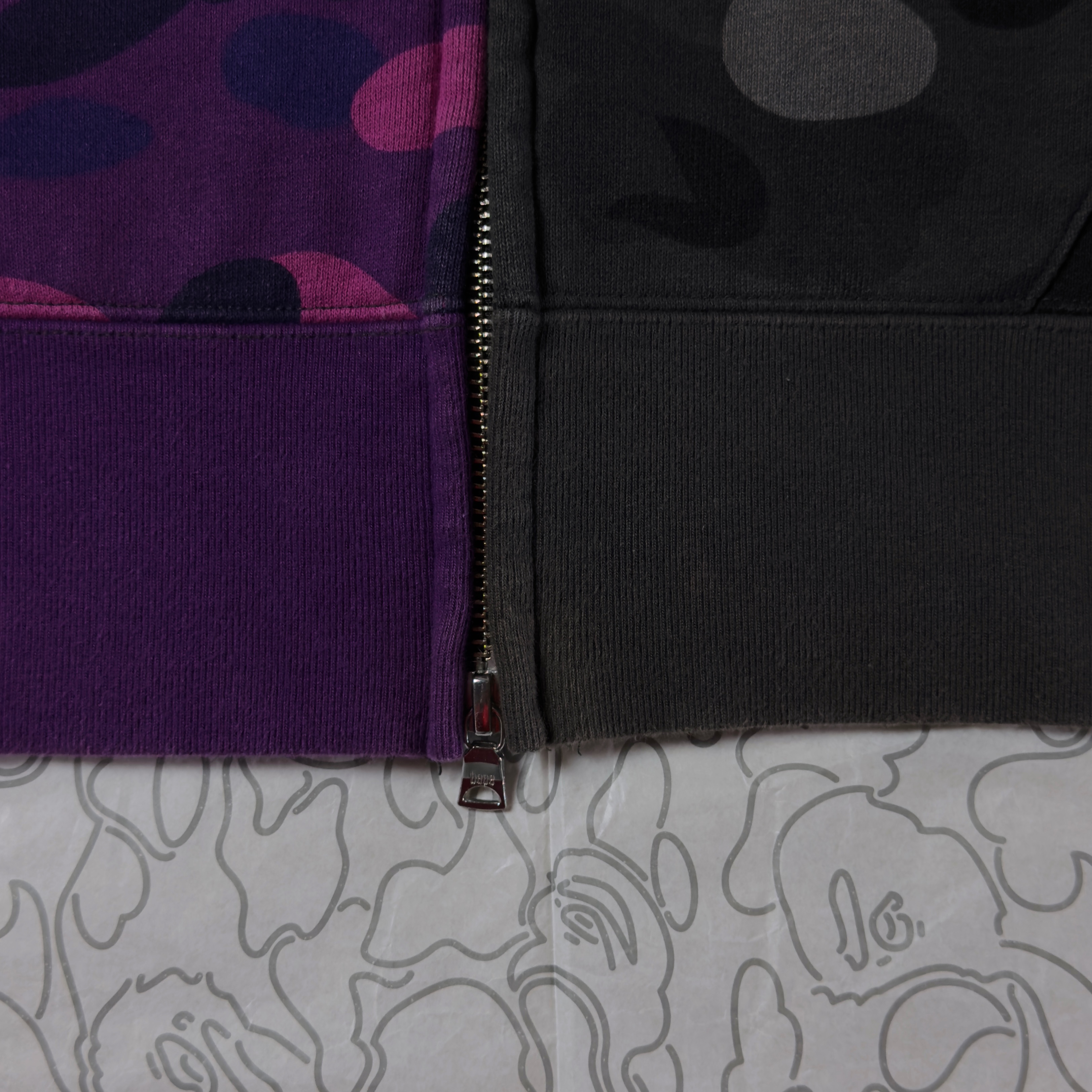 (S) Bape Color Camo Tiger Shark Full Zip Hoodie Purple 2021