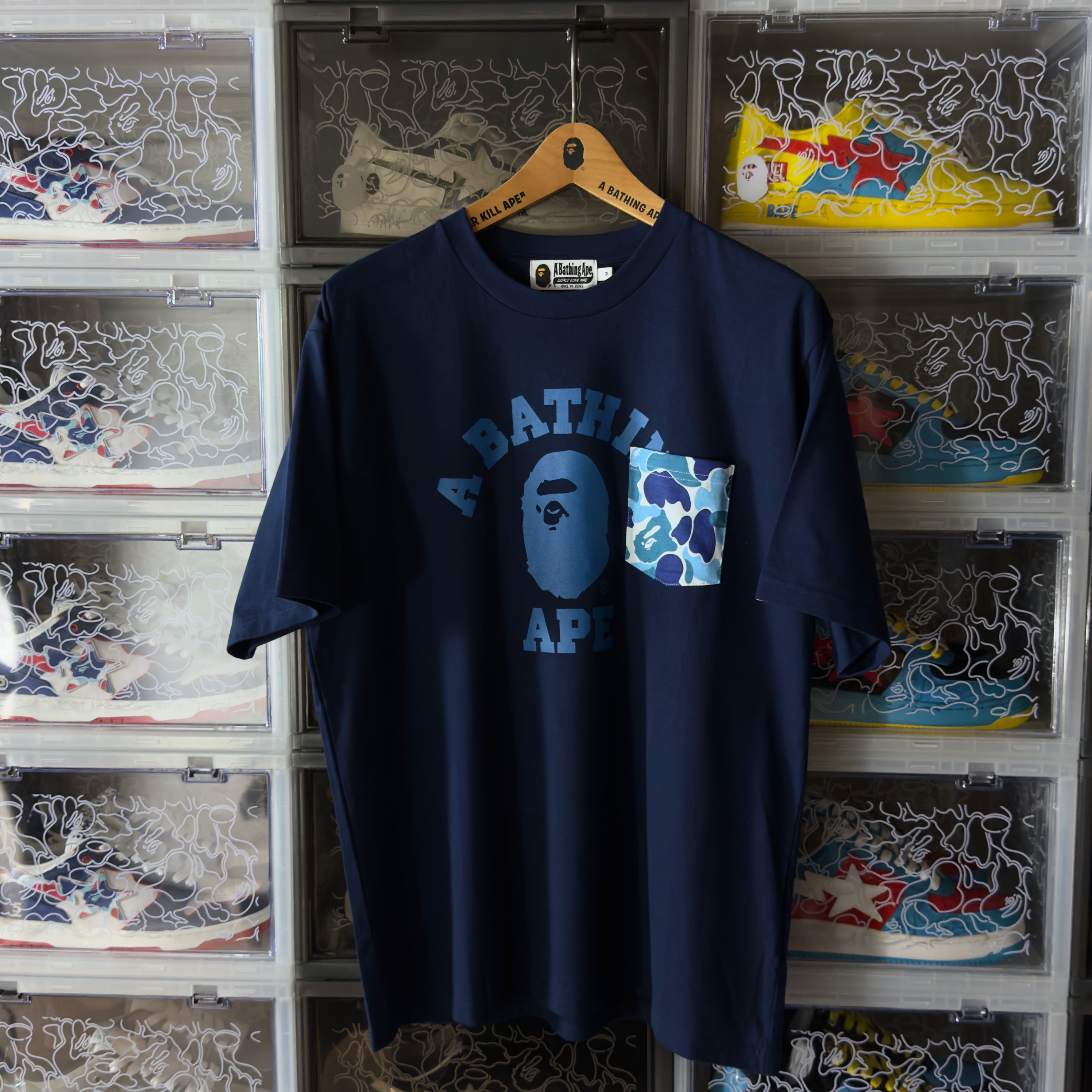 (M) Bape ABC Camo College Pocket Relaxed Tee Navy 2023