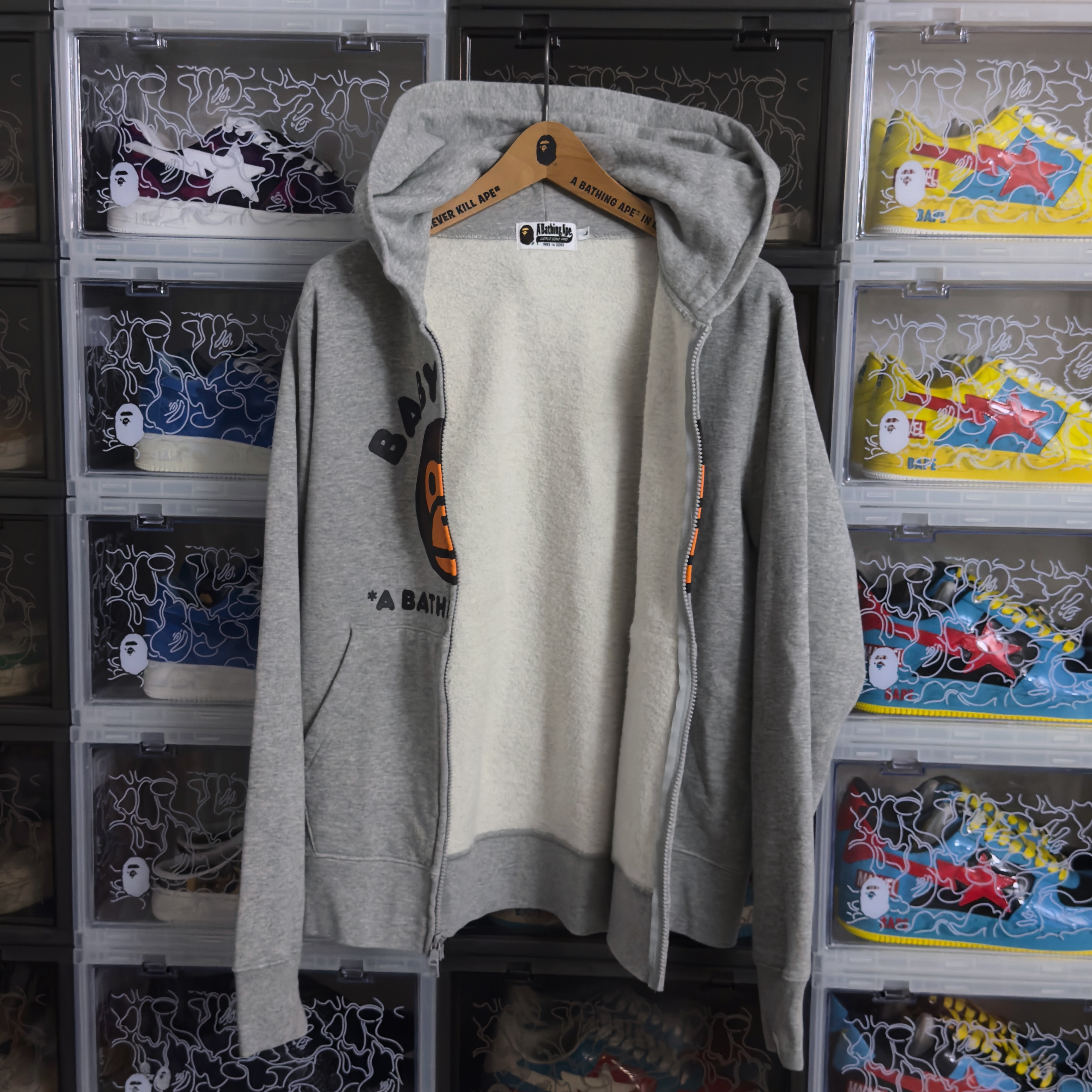 (M) Bape Baby Milo Zip Up Hoodie Grey
