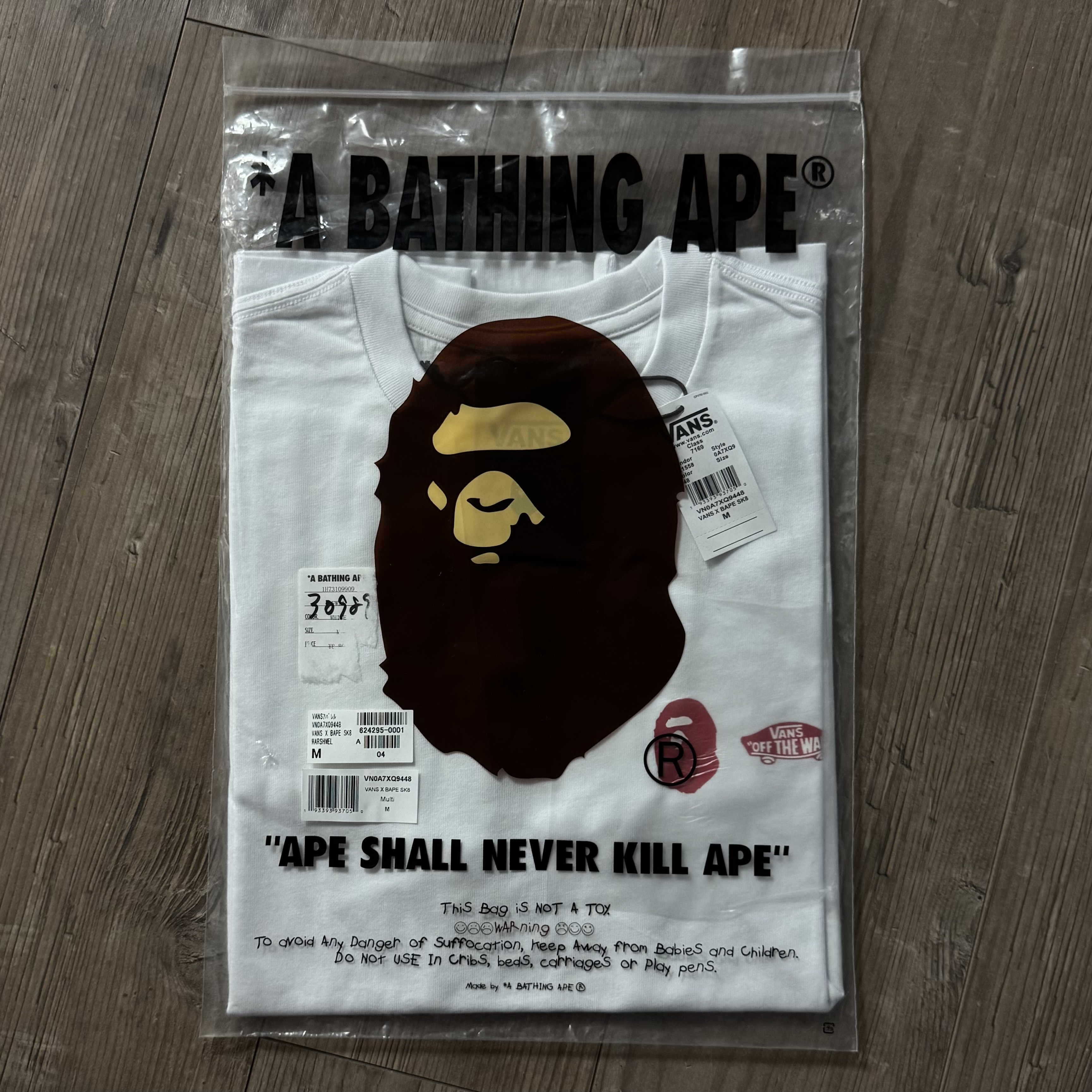 (M/L) Bape x Vans SK8 Hi Tee White 2022