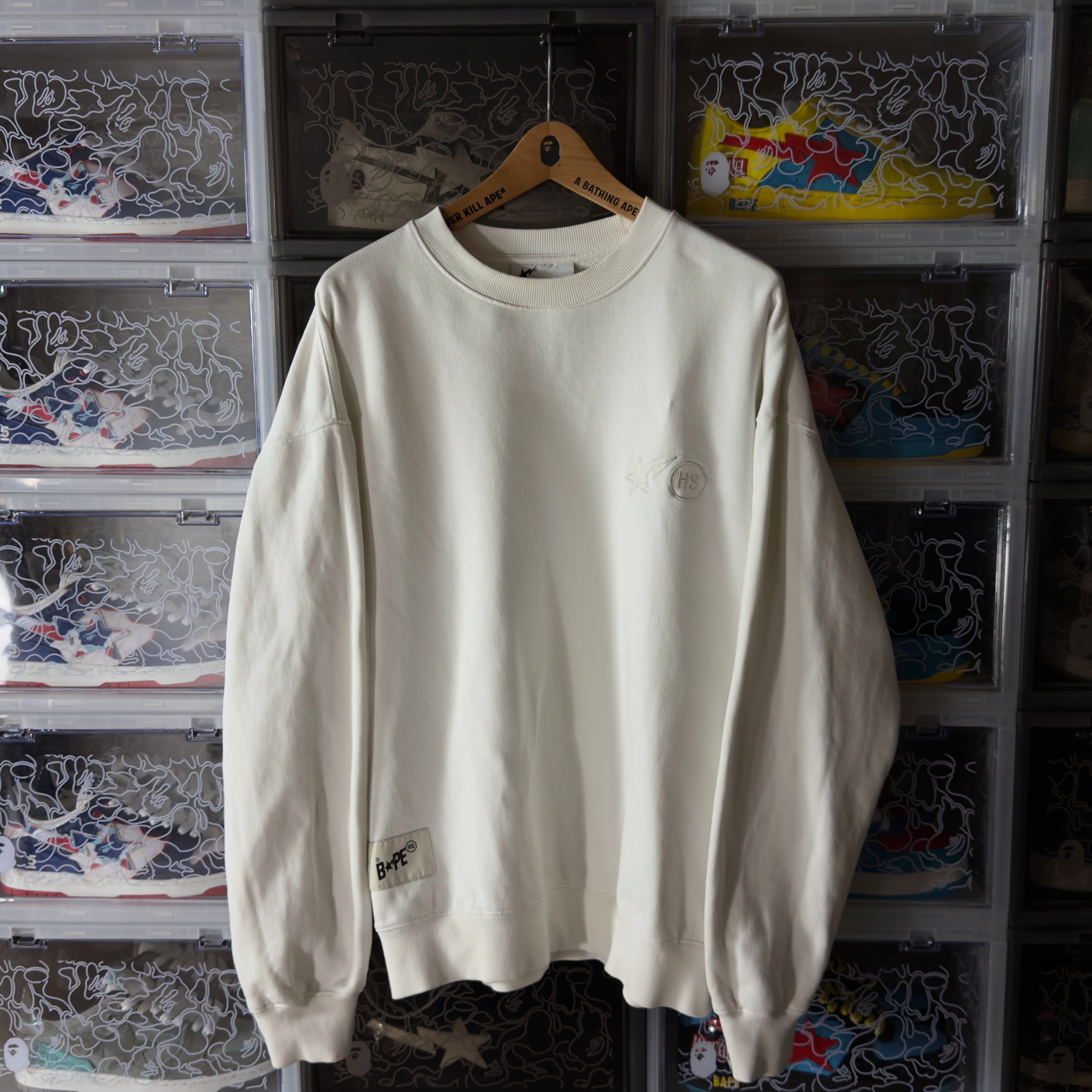 (L) Bape x Highsnobiety Crewneck Ivory 2023