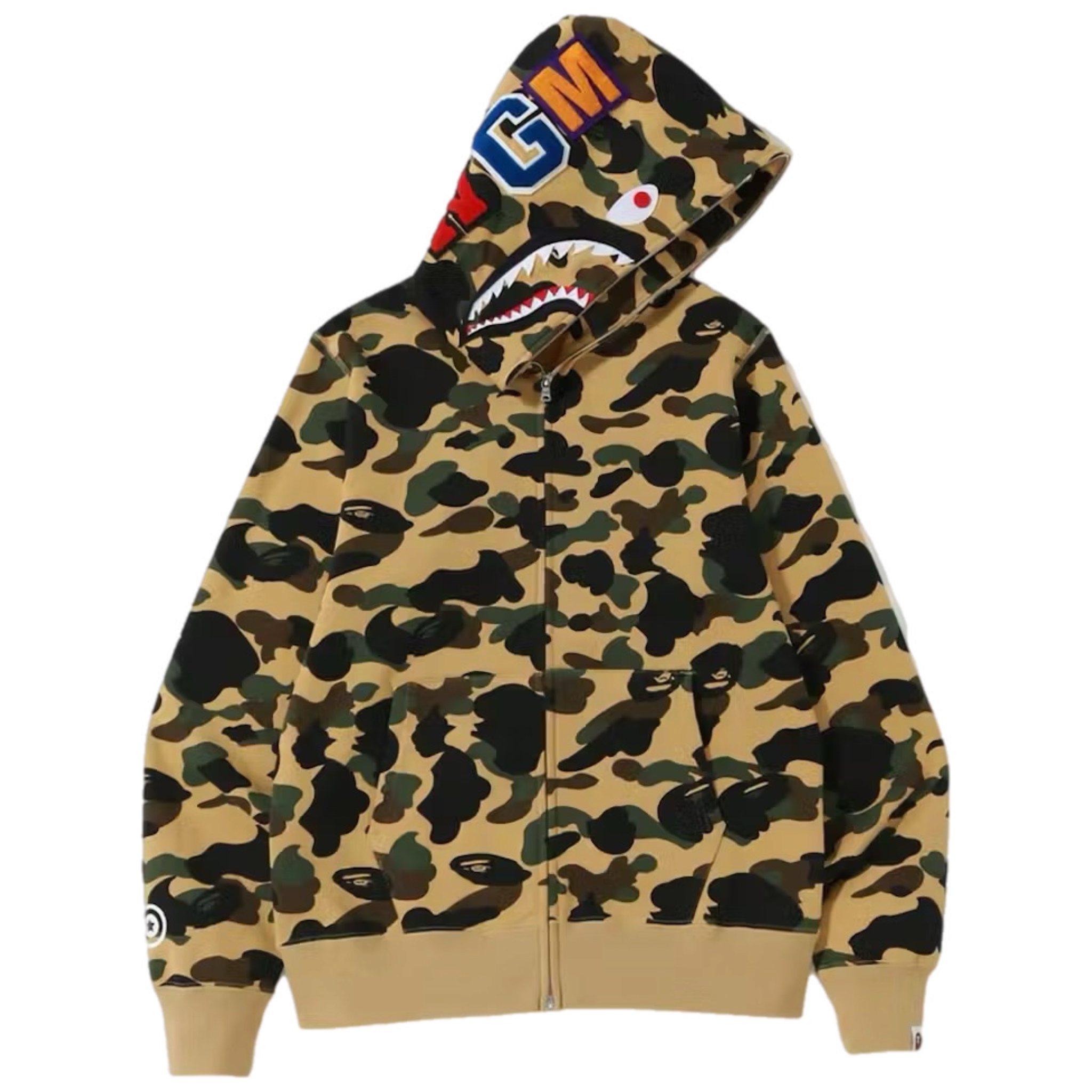(M) Bape 1st Camo Shark Full Zip Hoodie Yellow