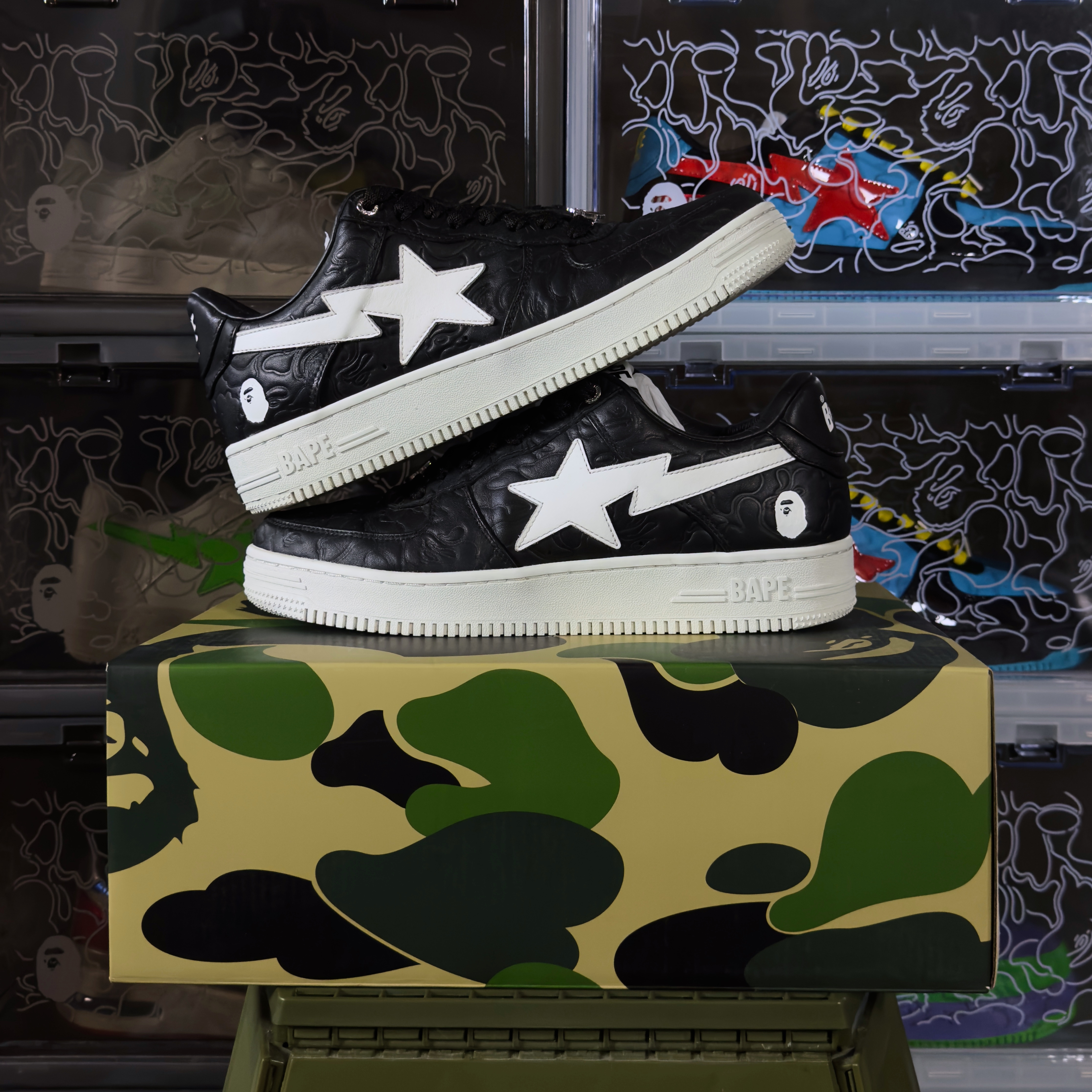 (44) A Bathing Ape Bapesta #3 Line Camo Black 2023