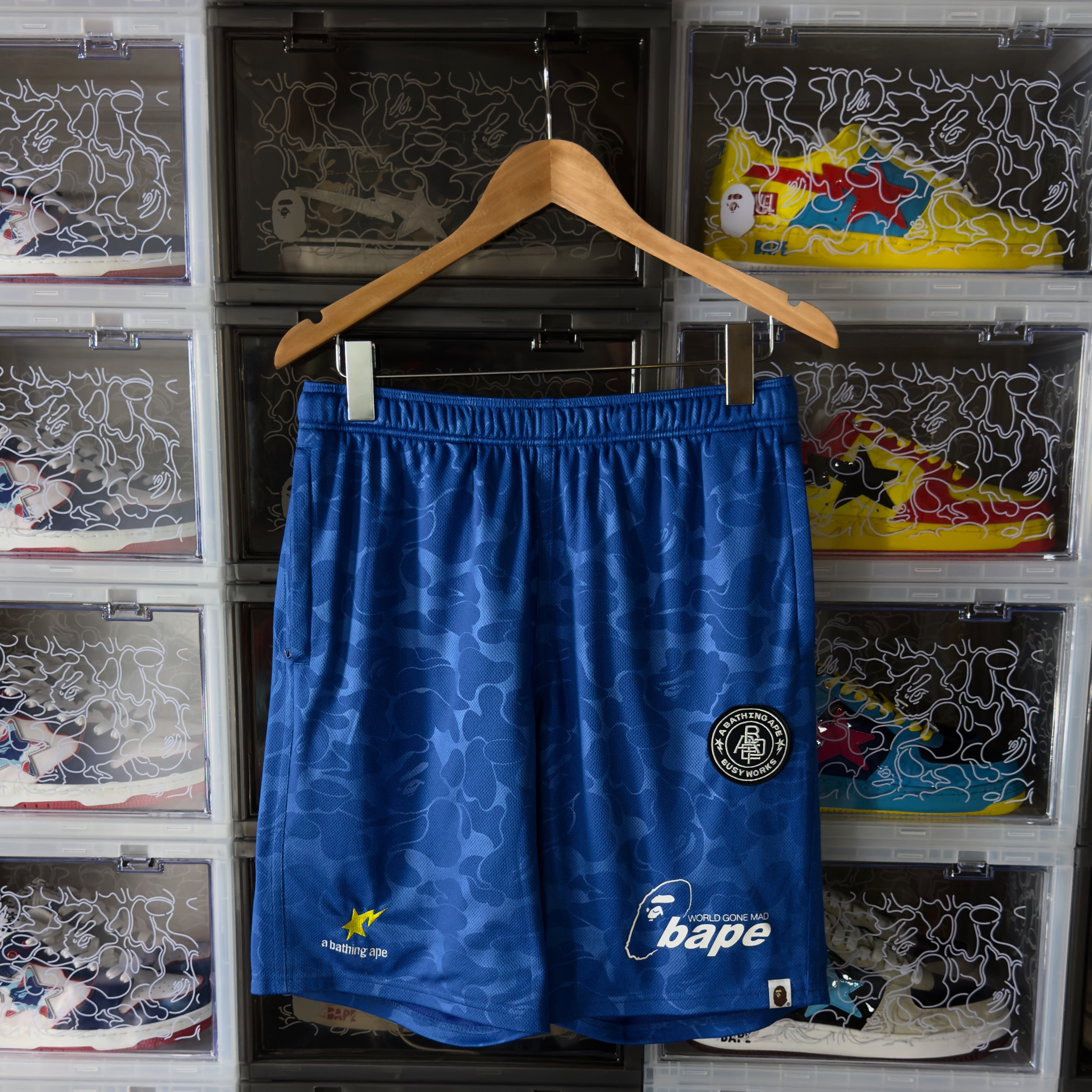 (L) Bape Soccer Game Shorts Blue 2022