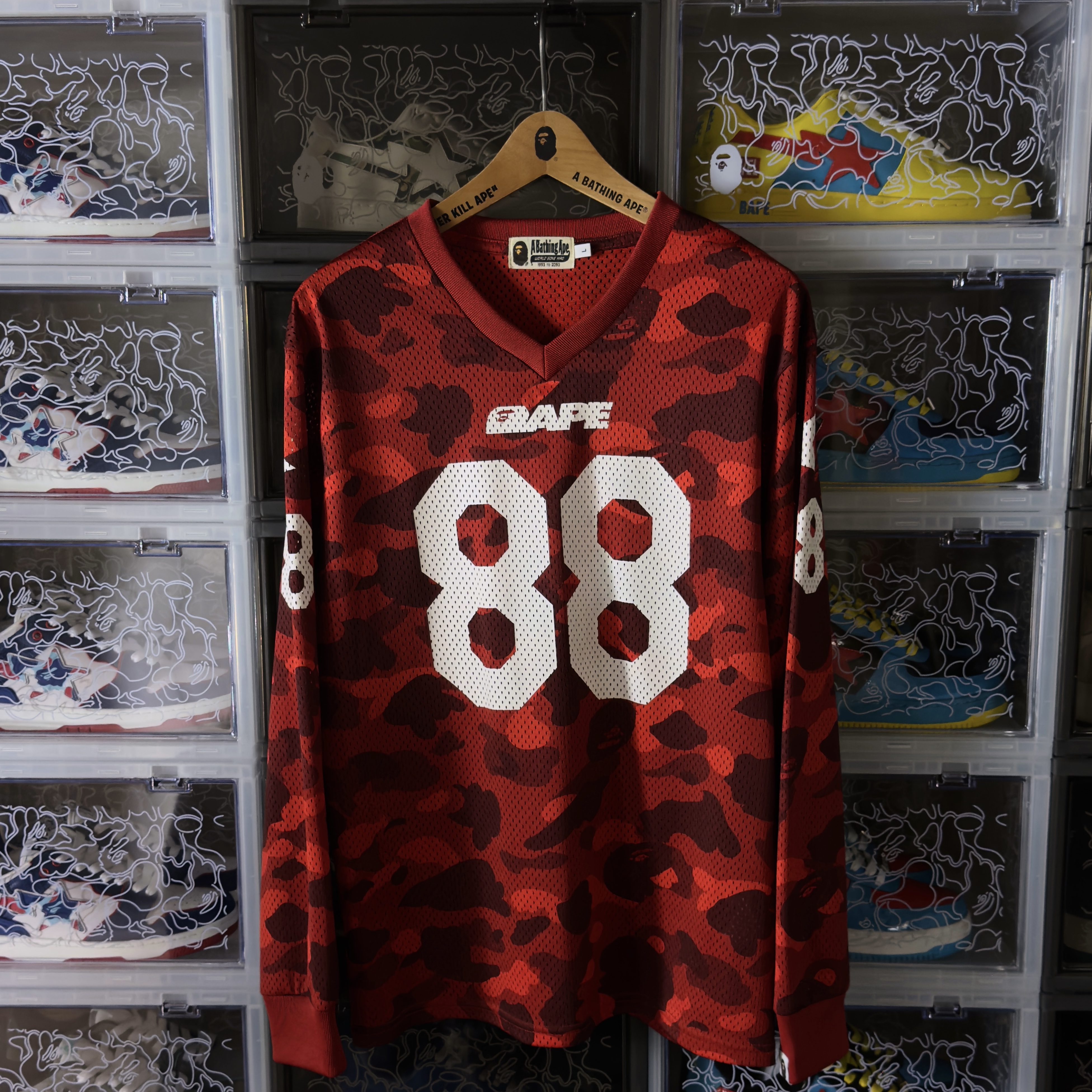 (L) Bape Color Camo 88 L/S Jersey Red 2017