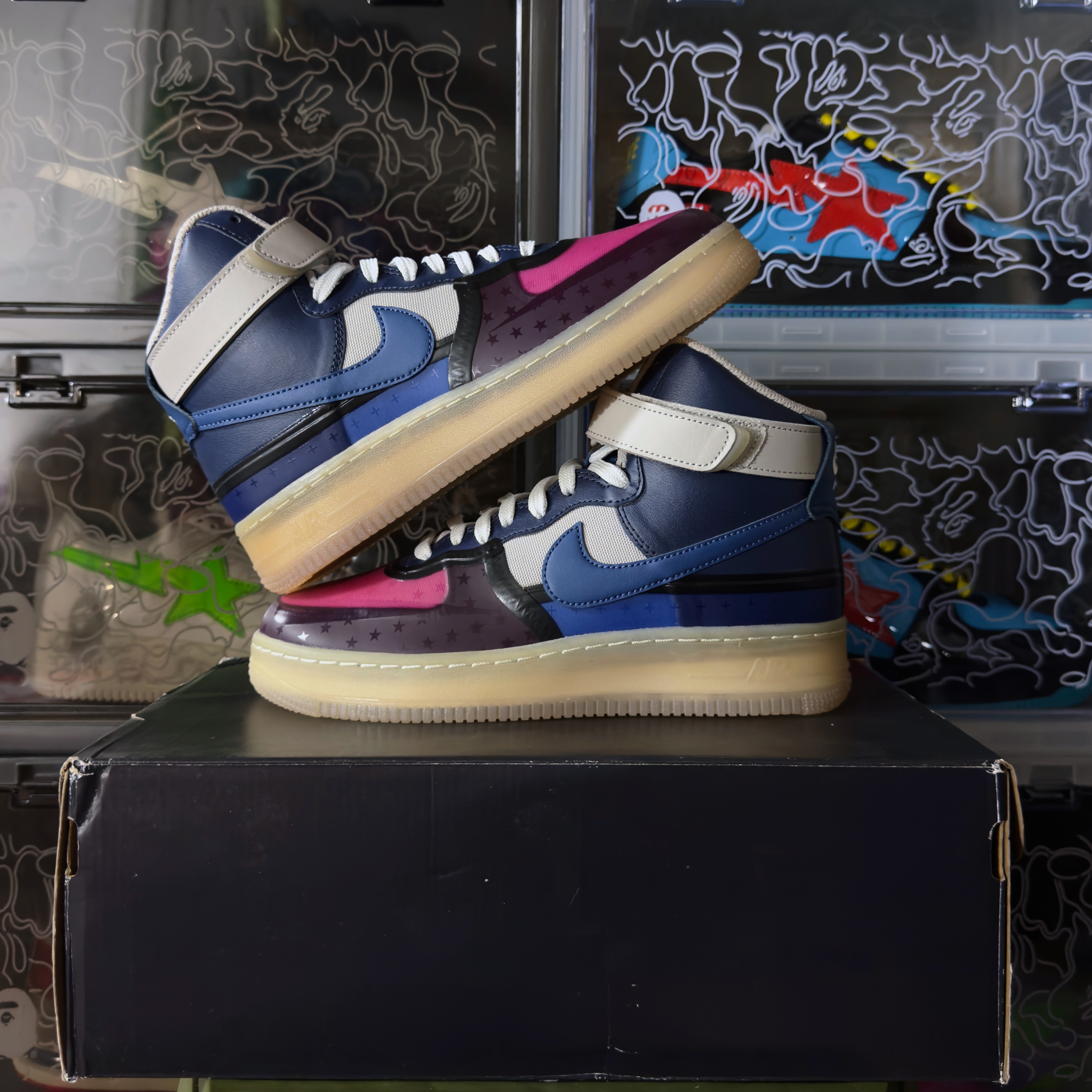 (38) Nike Air Force 1 High '07 Premium Thunder Blue Pink Prime 2022