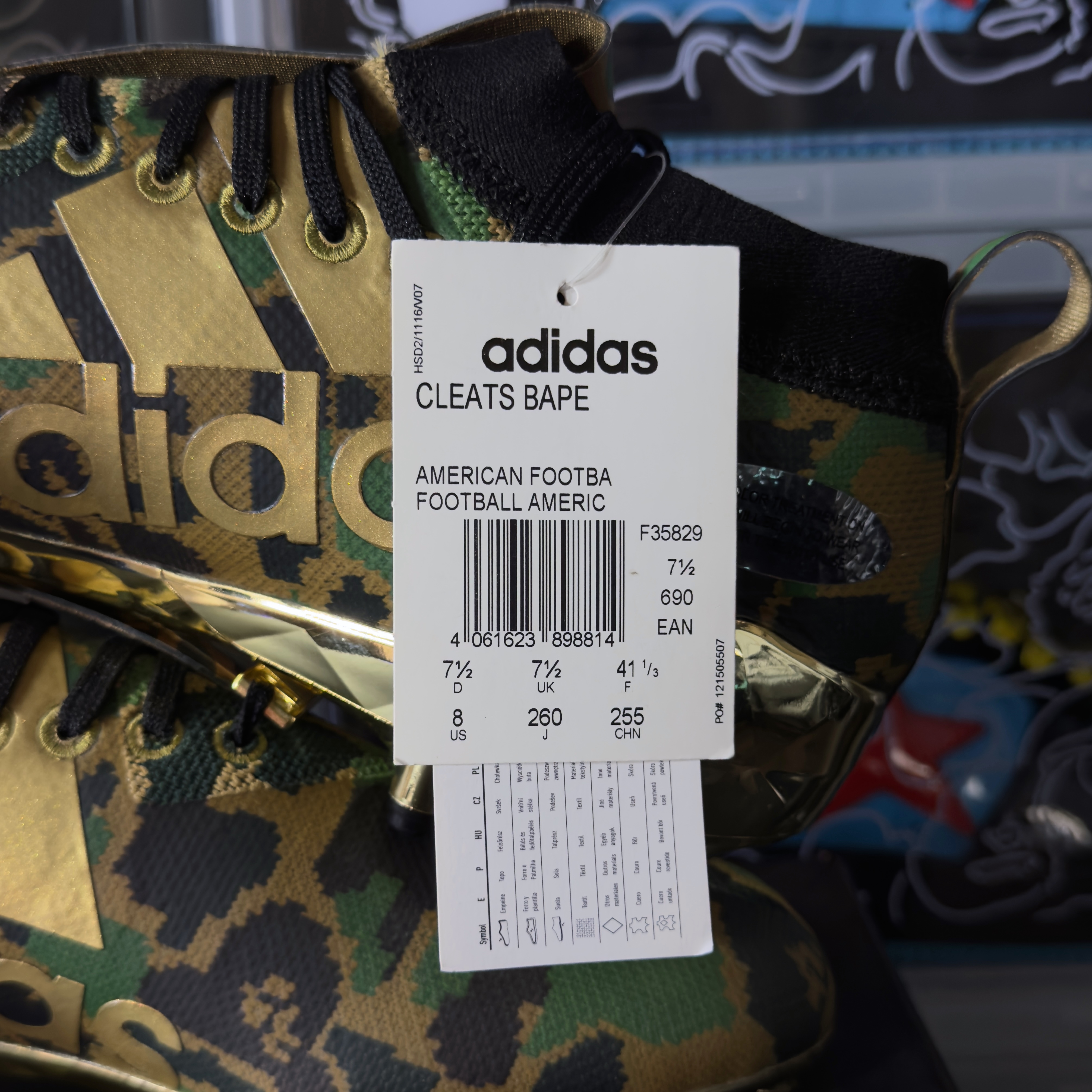 (41,5) Bape x Adidas Camo Cleats Green 2019