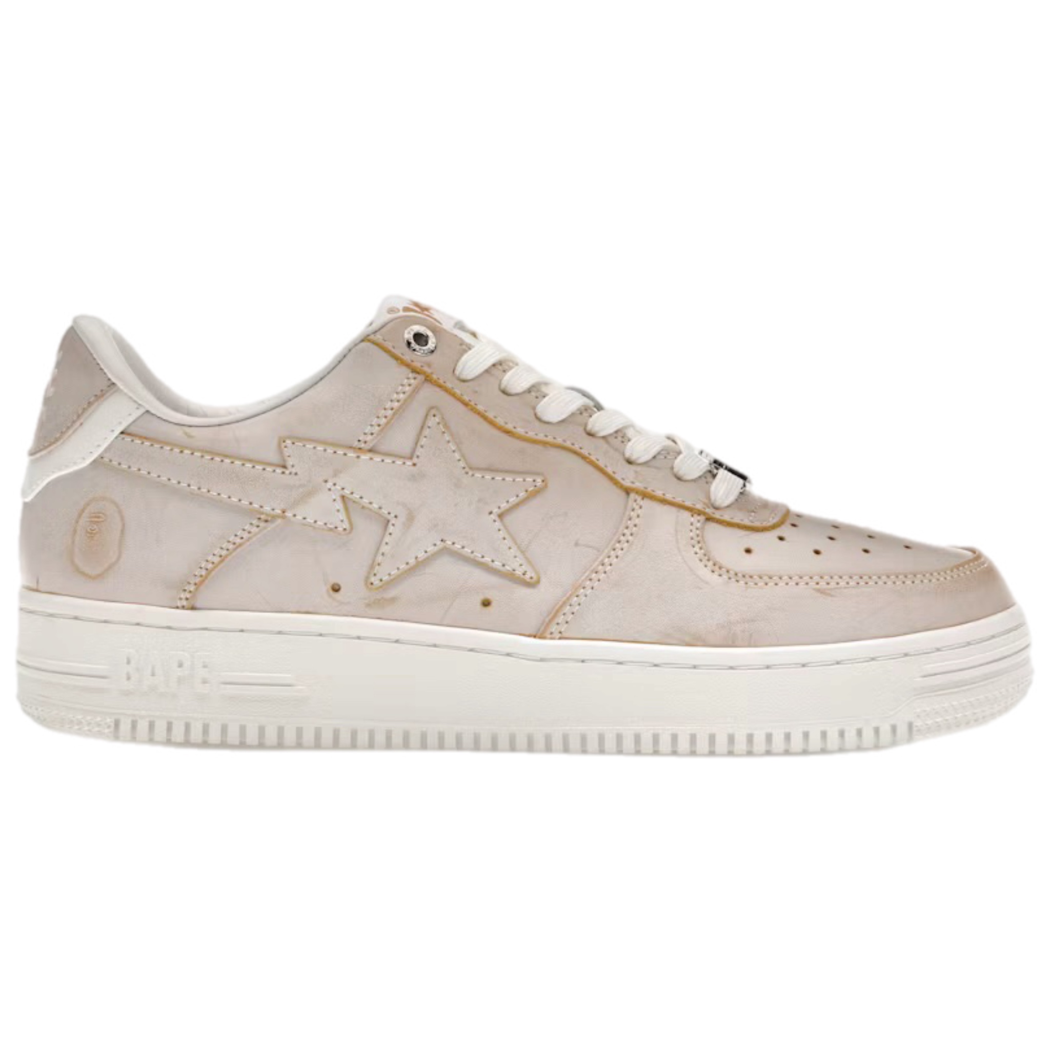 (44) A Bathing Ape Bapesta Wear Away Paint Beige 2023