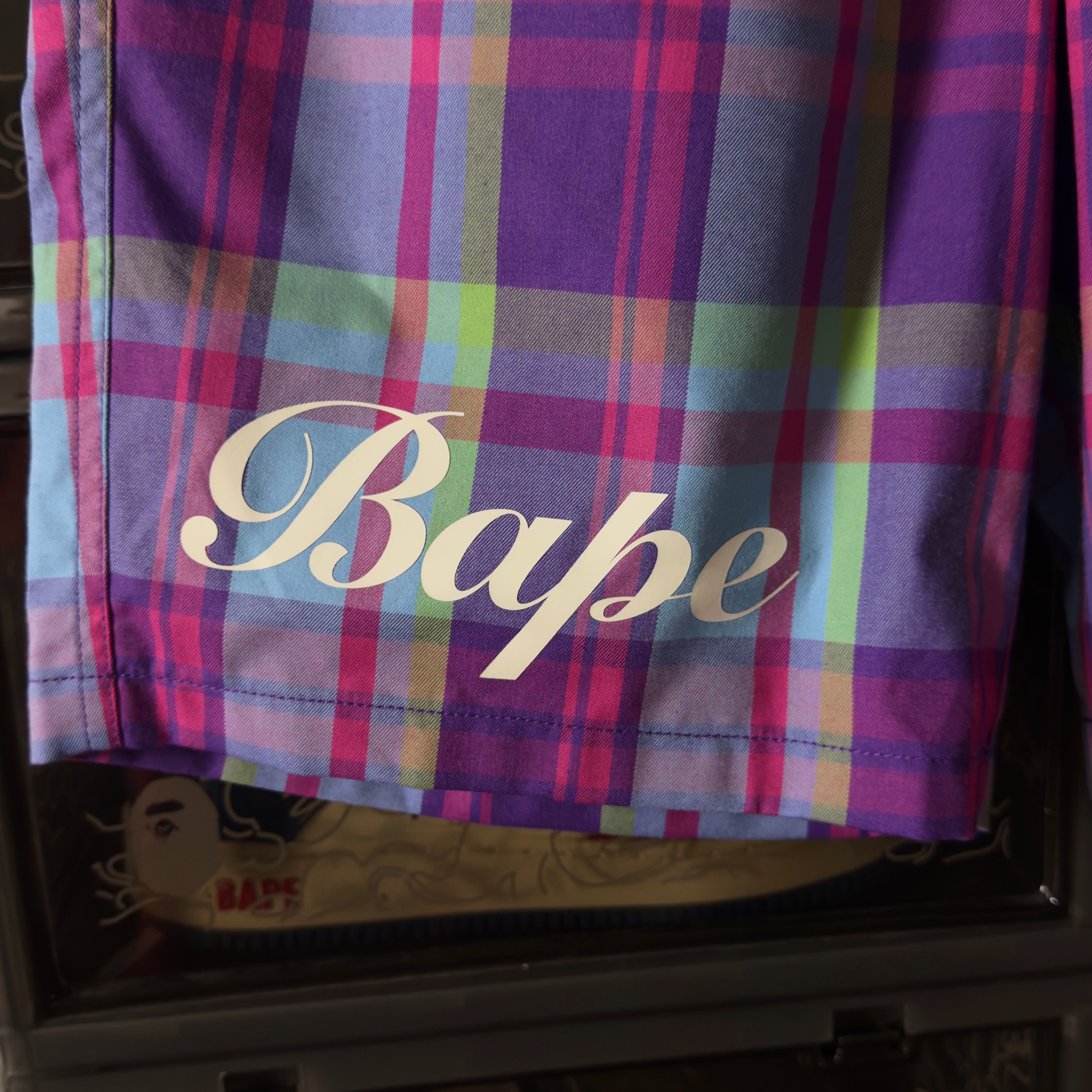 (S) Bape Check Shorts Purple 2021