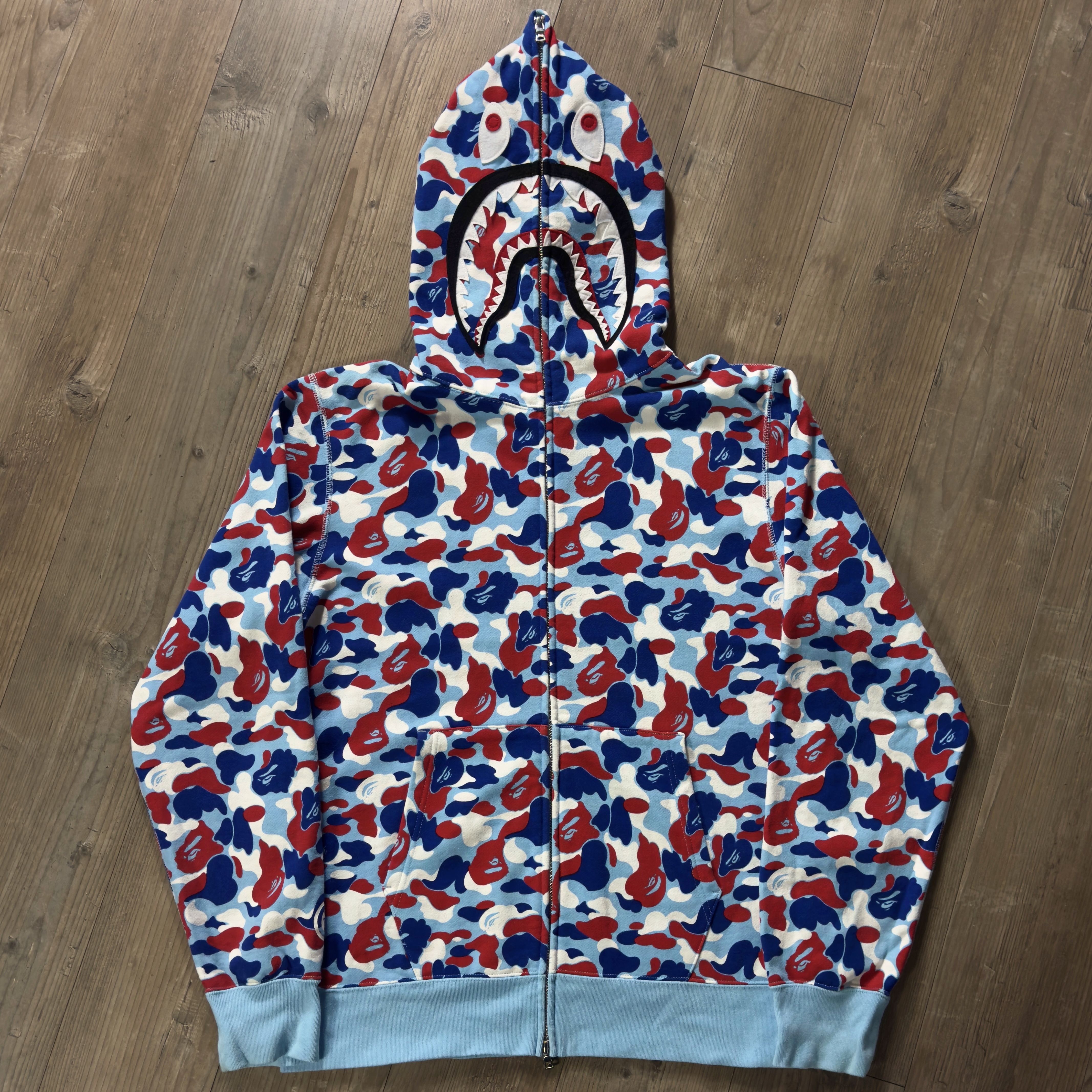 (XL) Bape Paris 4th Anniversary Shark Full Zip Hoodie Blue 2022