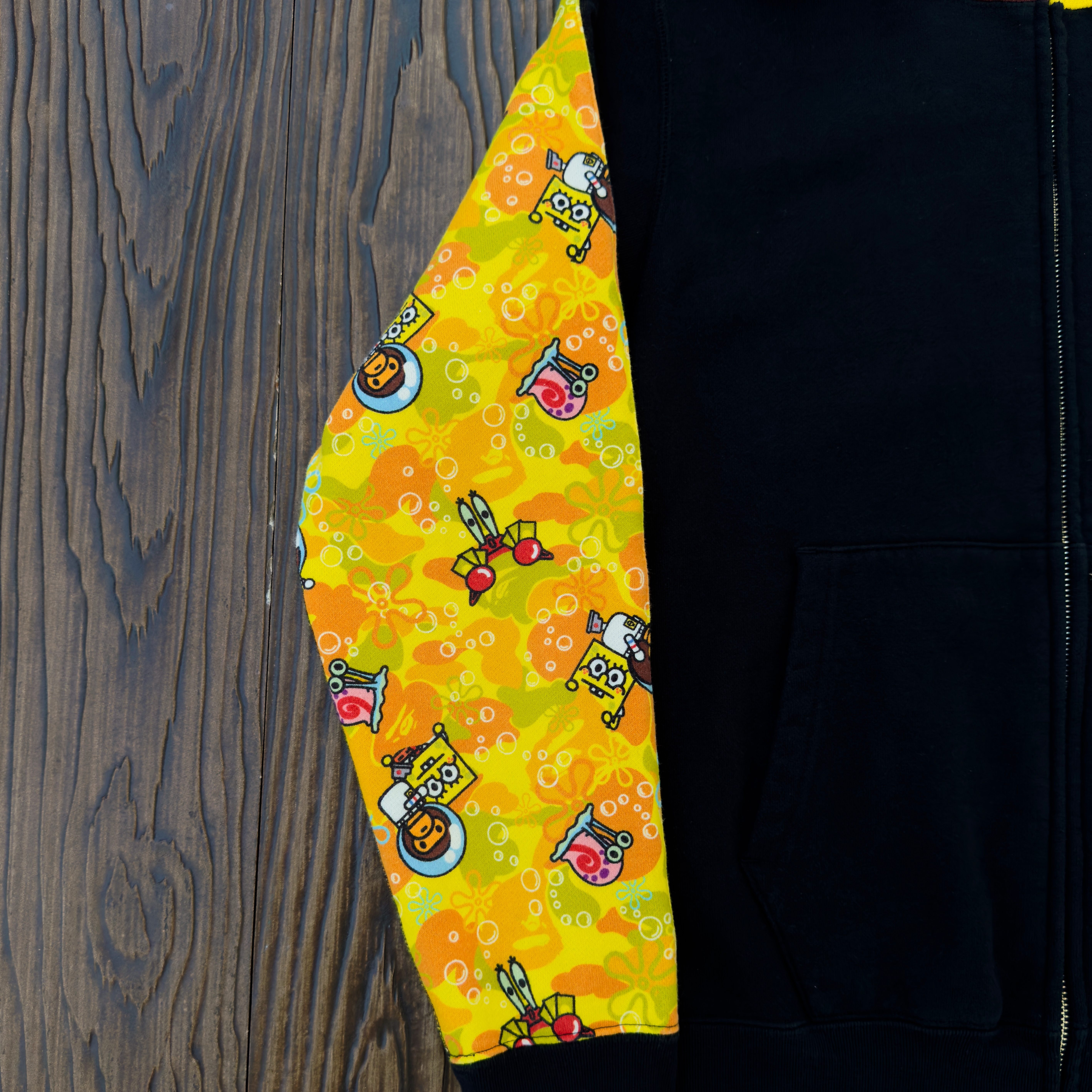 (M) Bape x SpongeBob Baby Milo Face Full Zip Hoodie Black 2014