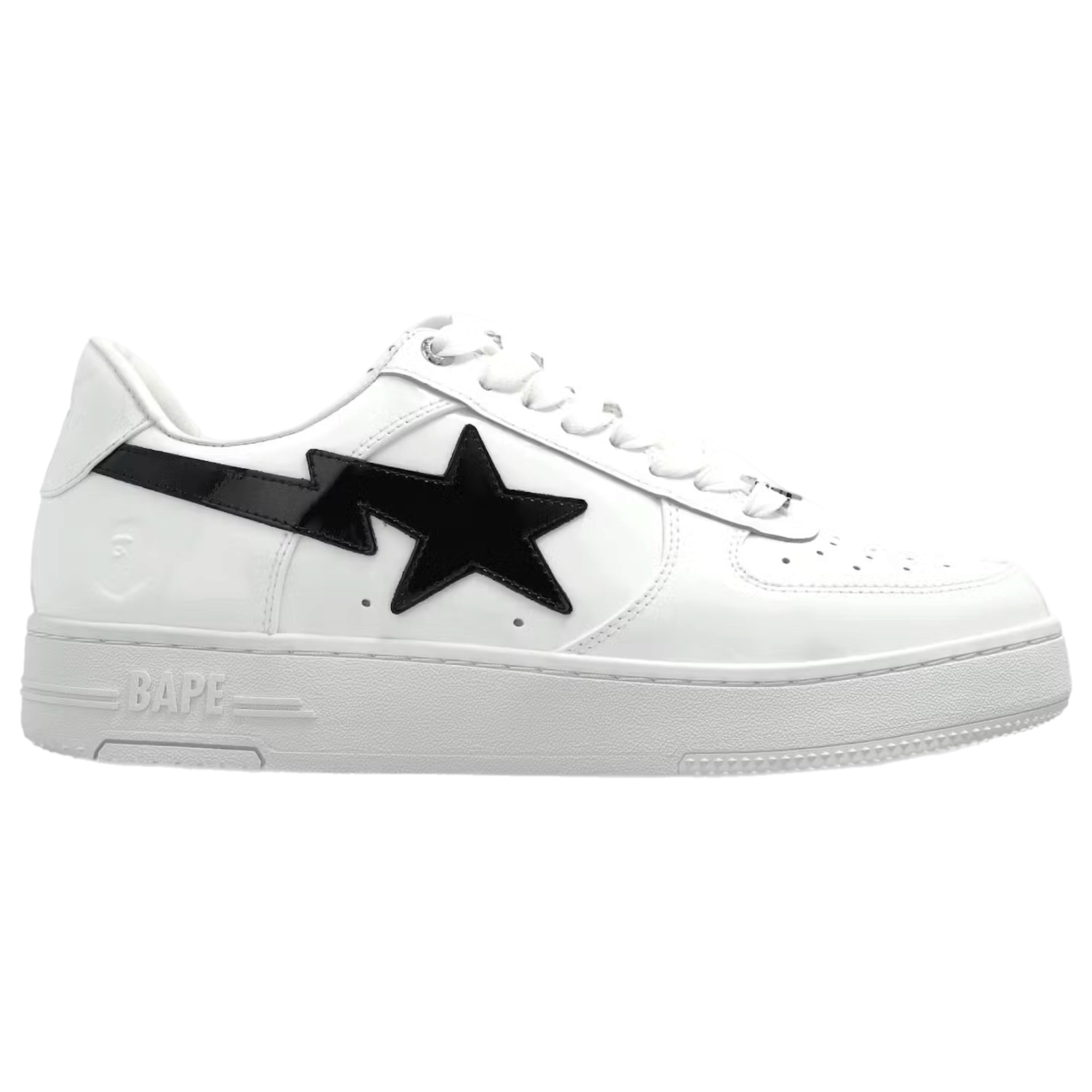 (41) A Bathing Ape Bapesta #1 White/Black Patent Leather 2025