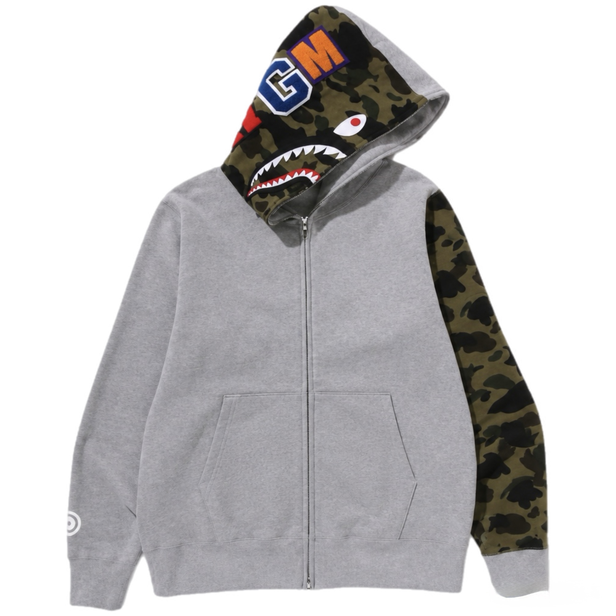 (L) Bape 1st Camo Shark Full Zip Hoodie Grey/Green
