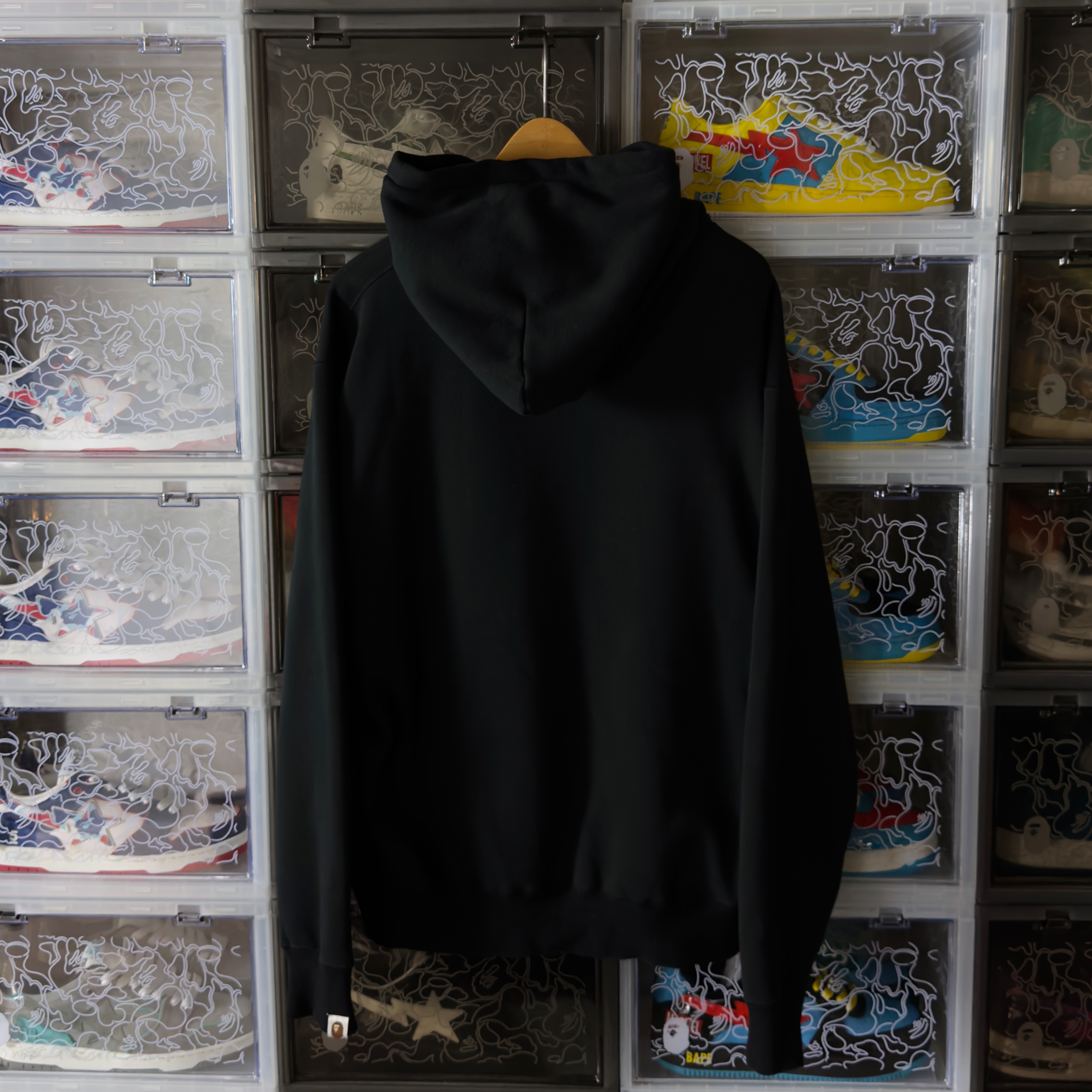 (L) Bape Smooth Logo Relaxed Fit Hoodie Black 2023 