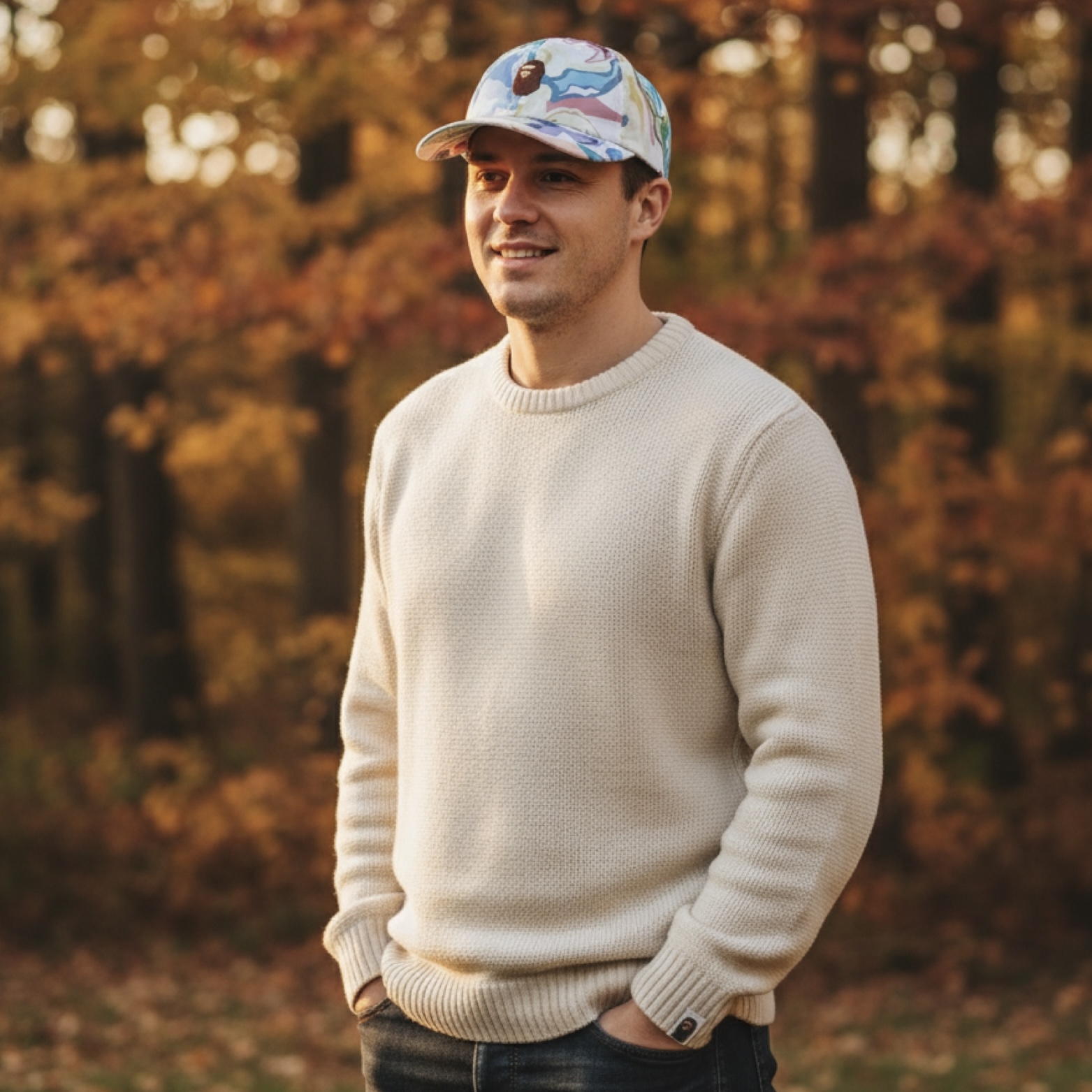 Bape Art Camo One Point Panel Cap White 2023