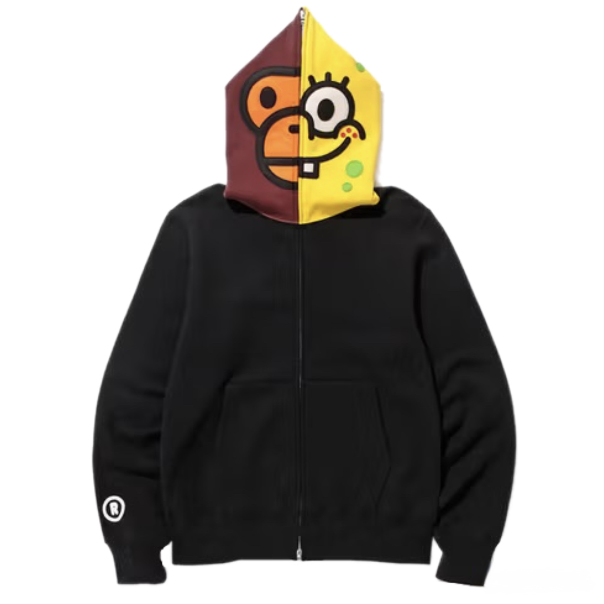 (M) Bape x SpongeBob Baby Milo Face Full Zip Hoodie Black 2014