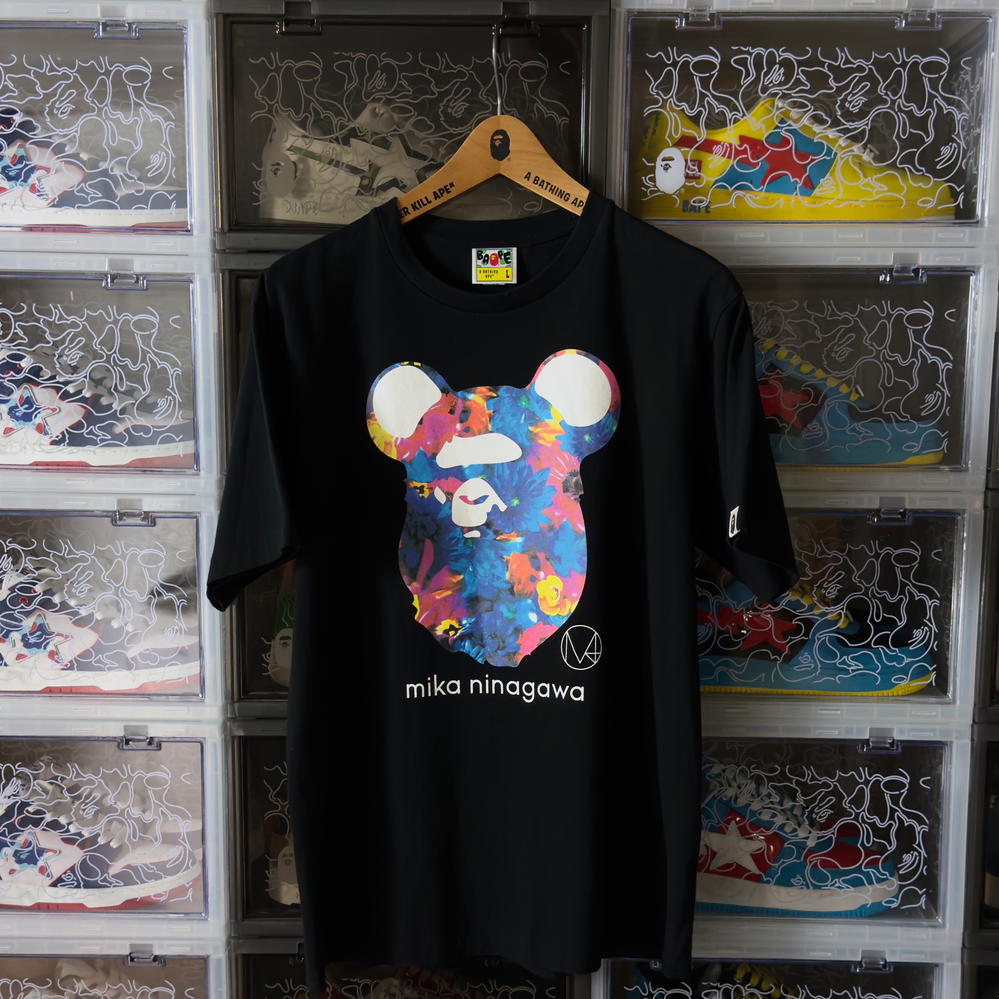 (L) Bape x Mika Ninagawa Bear Ape Head Tee Black 2019