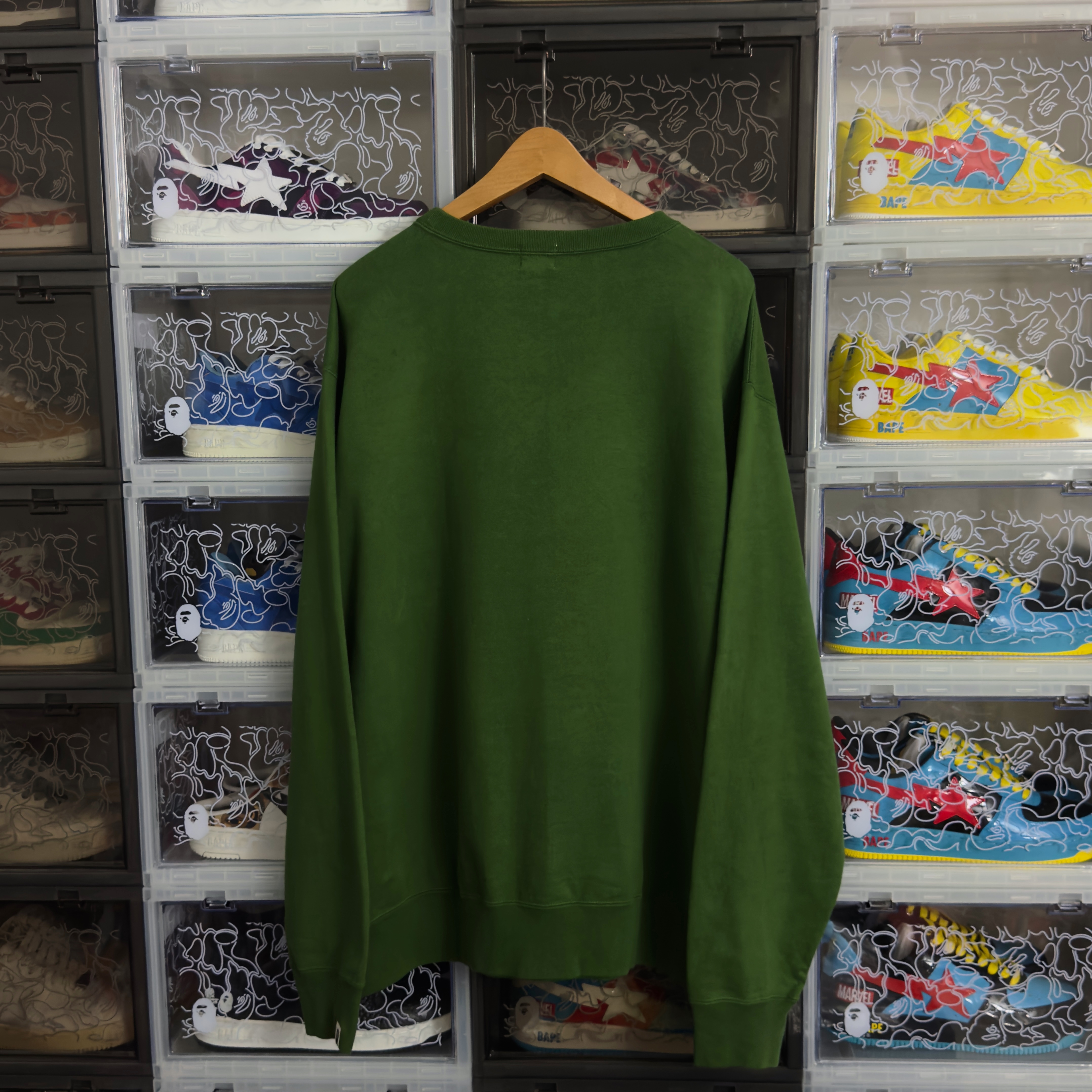 (XL) Bape Shark Crewneck Olive