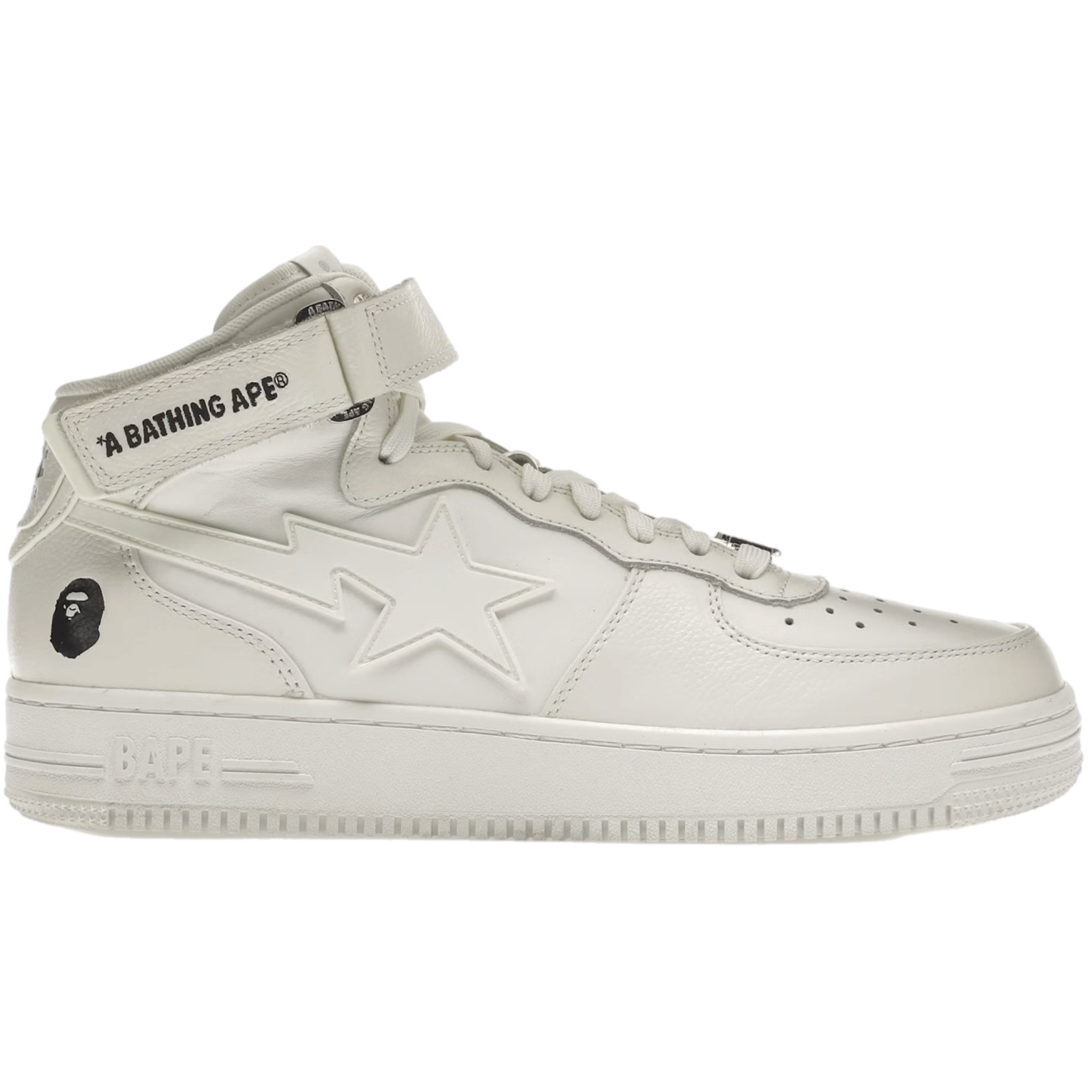 (45) A Bathing Ape Bapesta Mid White 2021