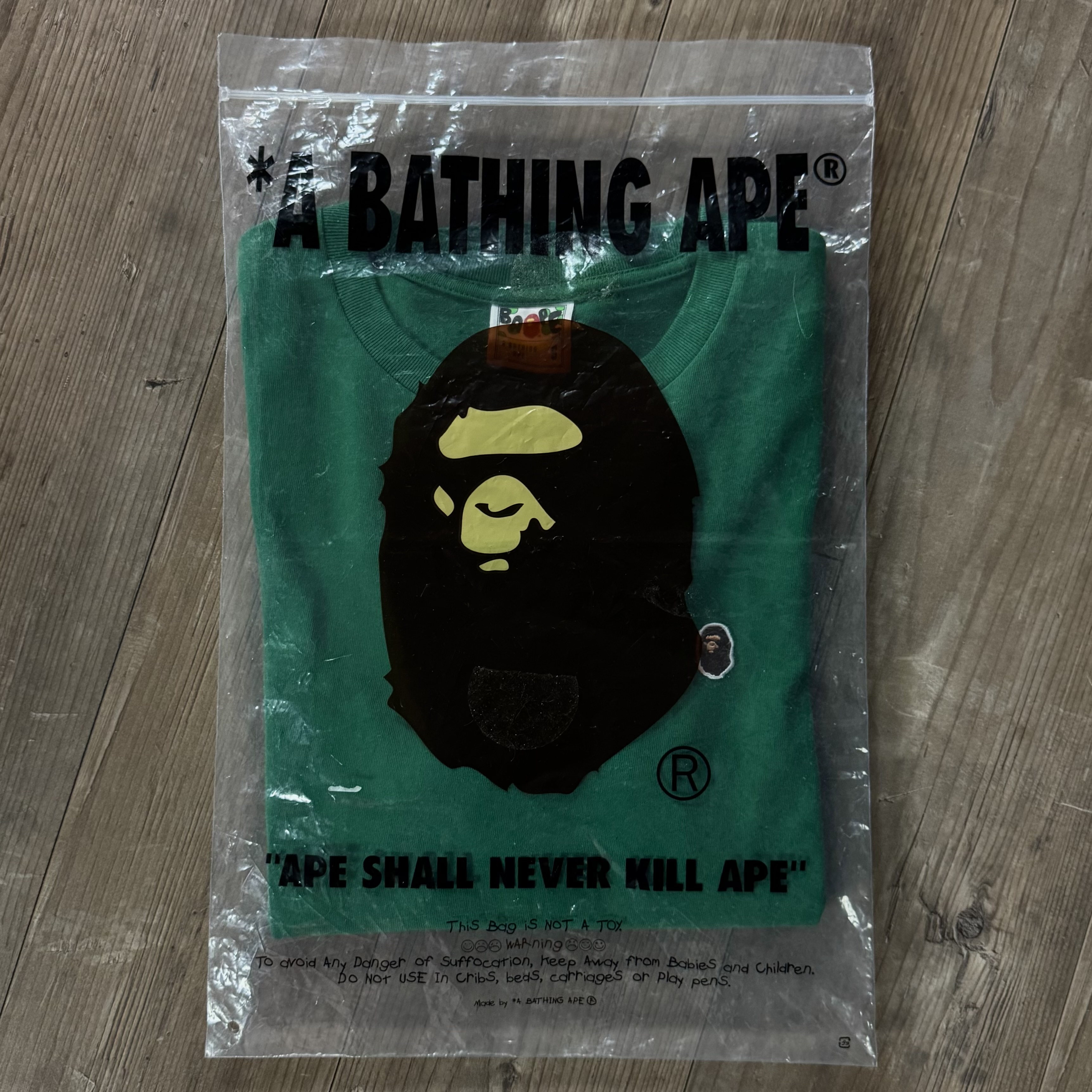 (S) Bape Ape Head One Point L/S Tee Green