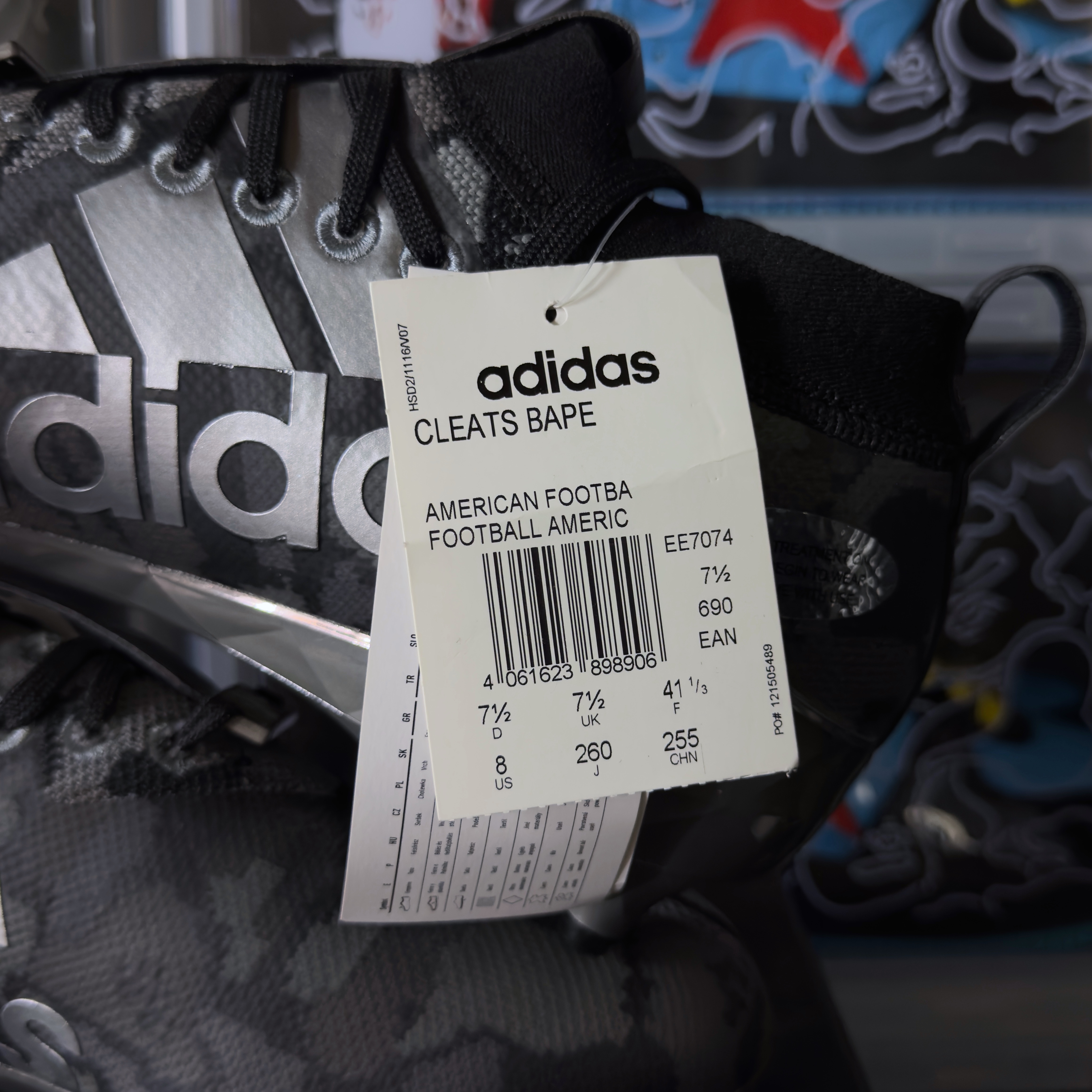 (41,5) Bape x Adidas Camo Cleats Black 2019