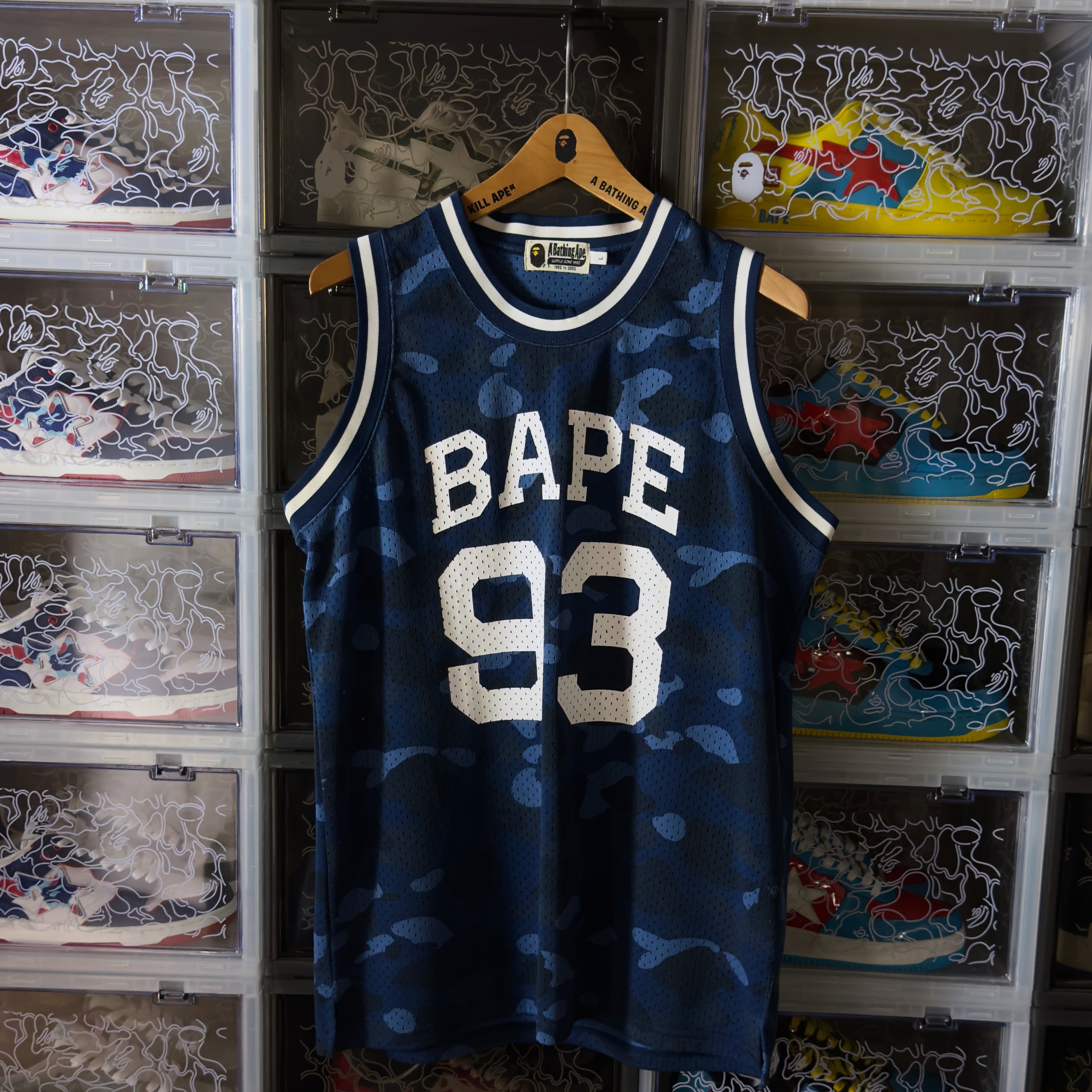 (L) Bape Color Camo Basketball Jersey Navy 2018