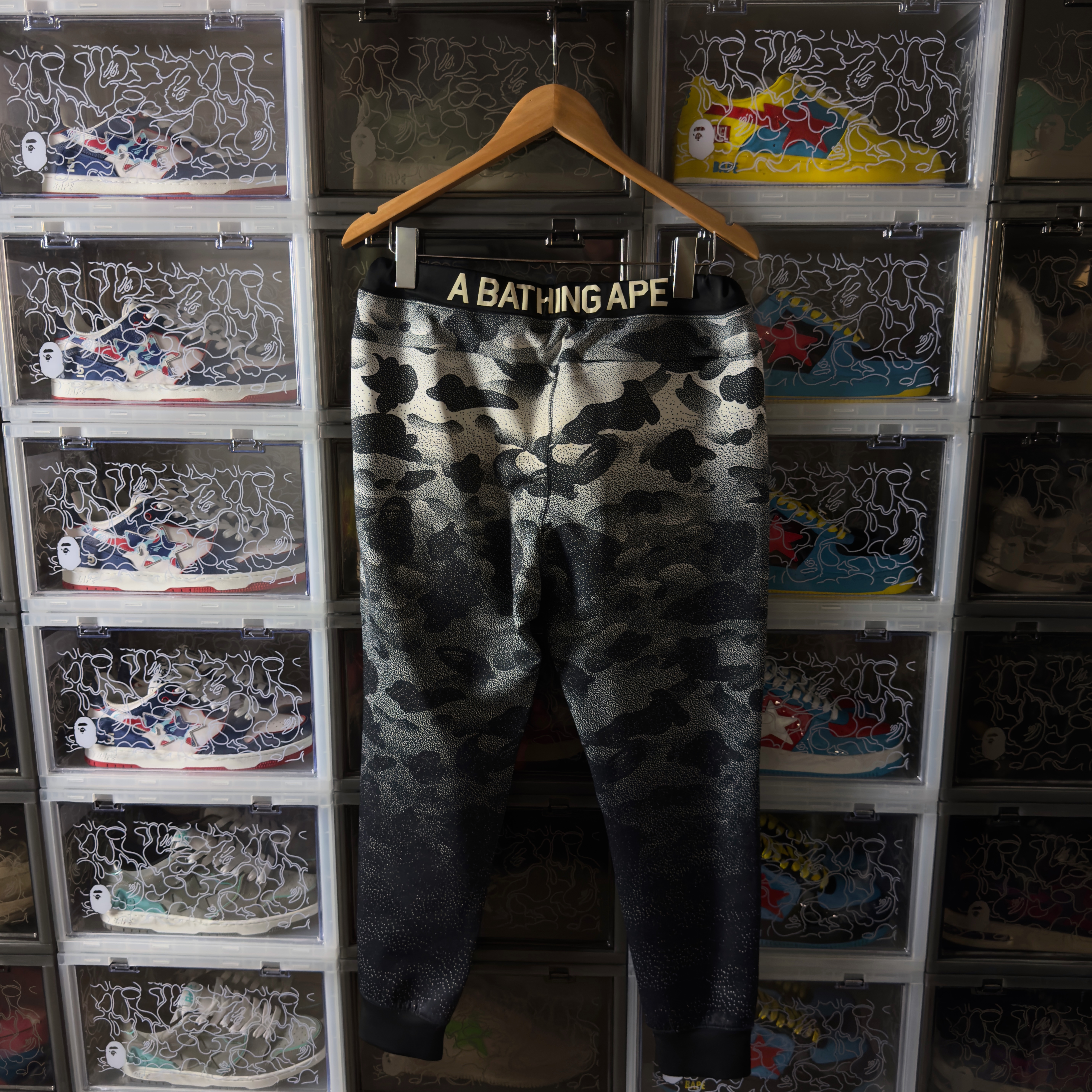 (M) Bape Noise Camo Slim Pants Black 2016